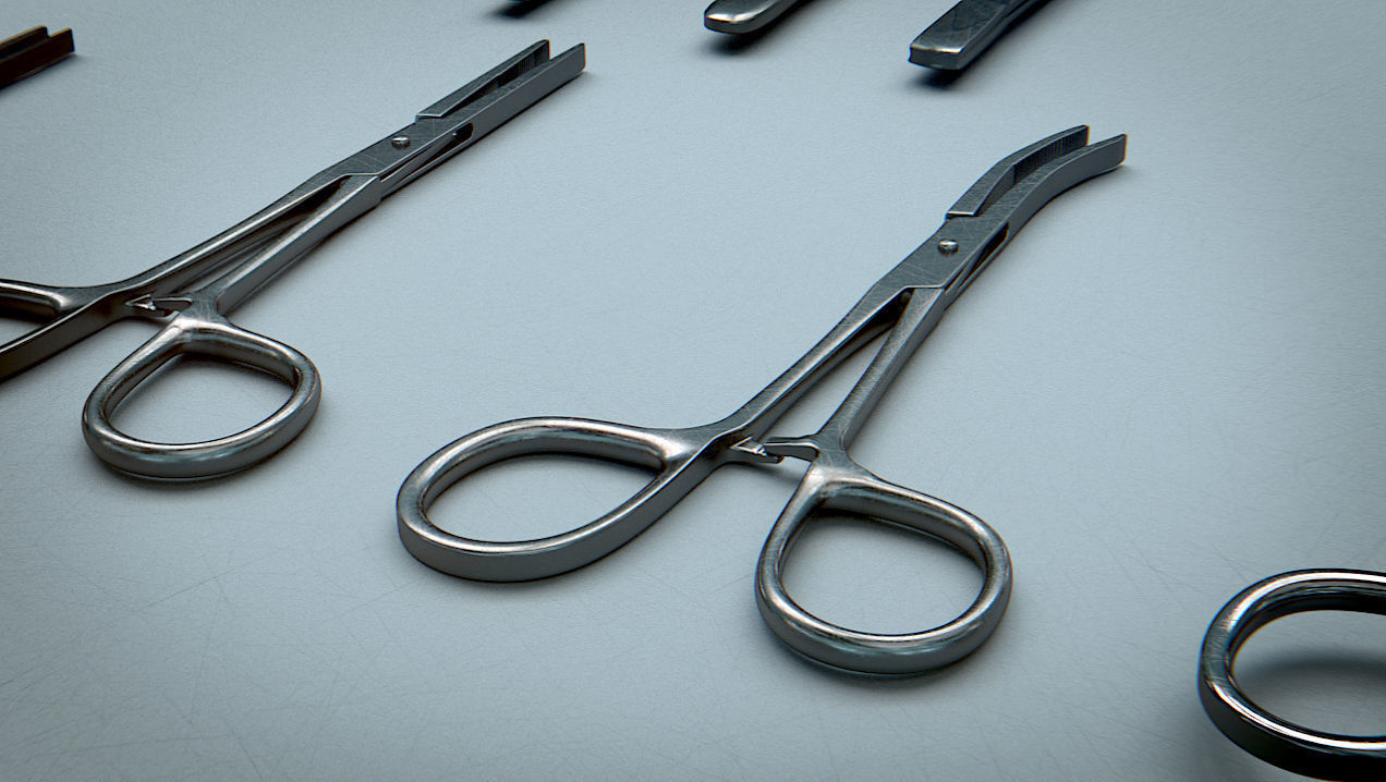 Forceps Tweezer Pincette - Medical Instruments Low-poly 3D model_4