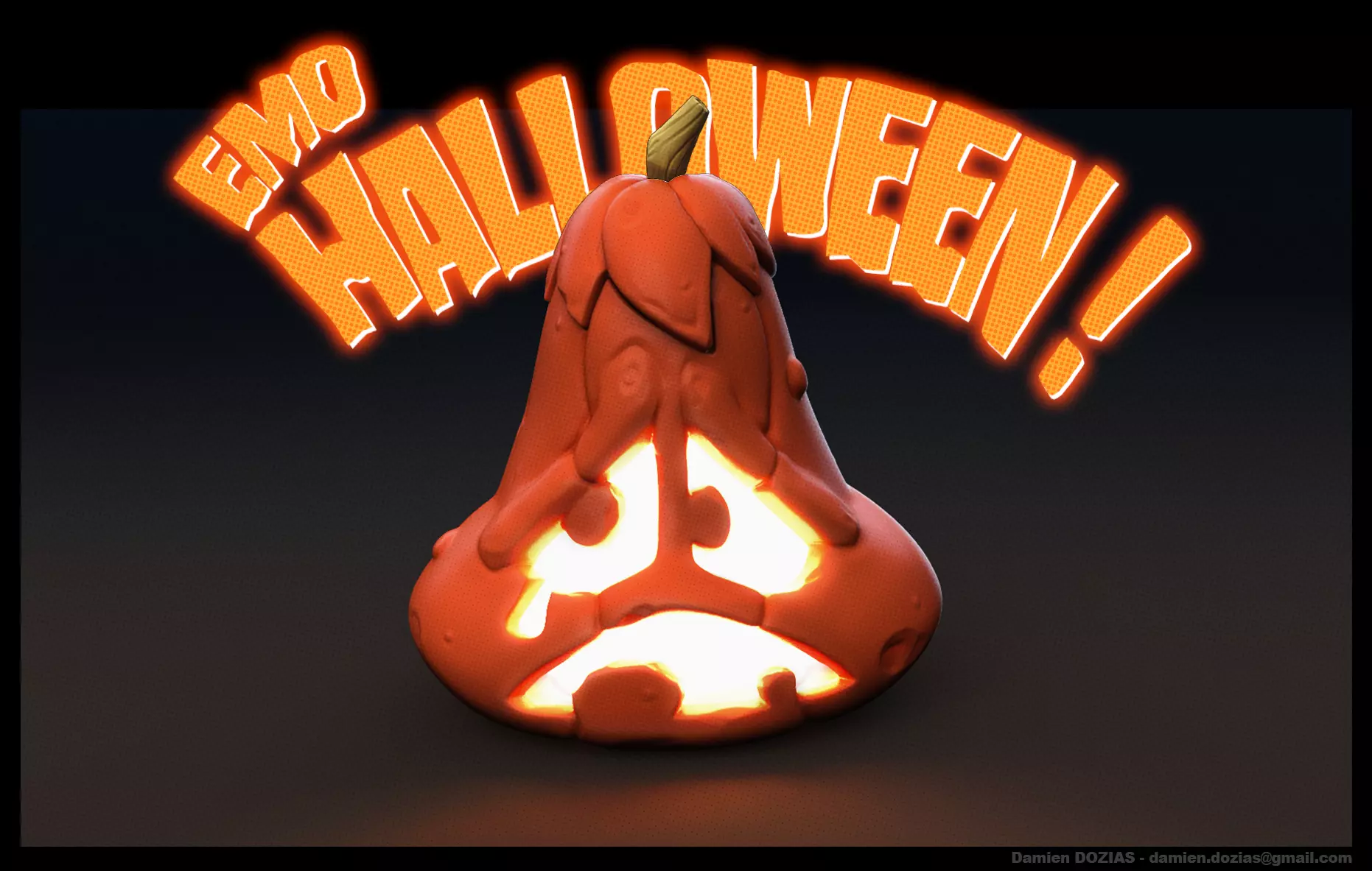 Halloween Pumpkin Sad 3D print model