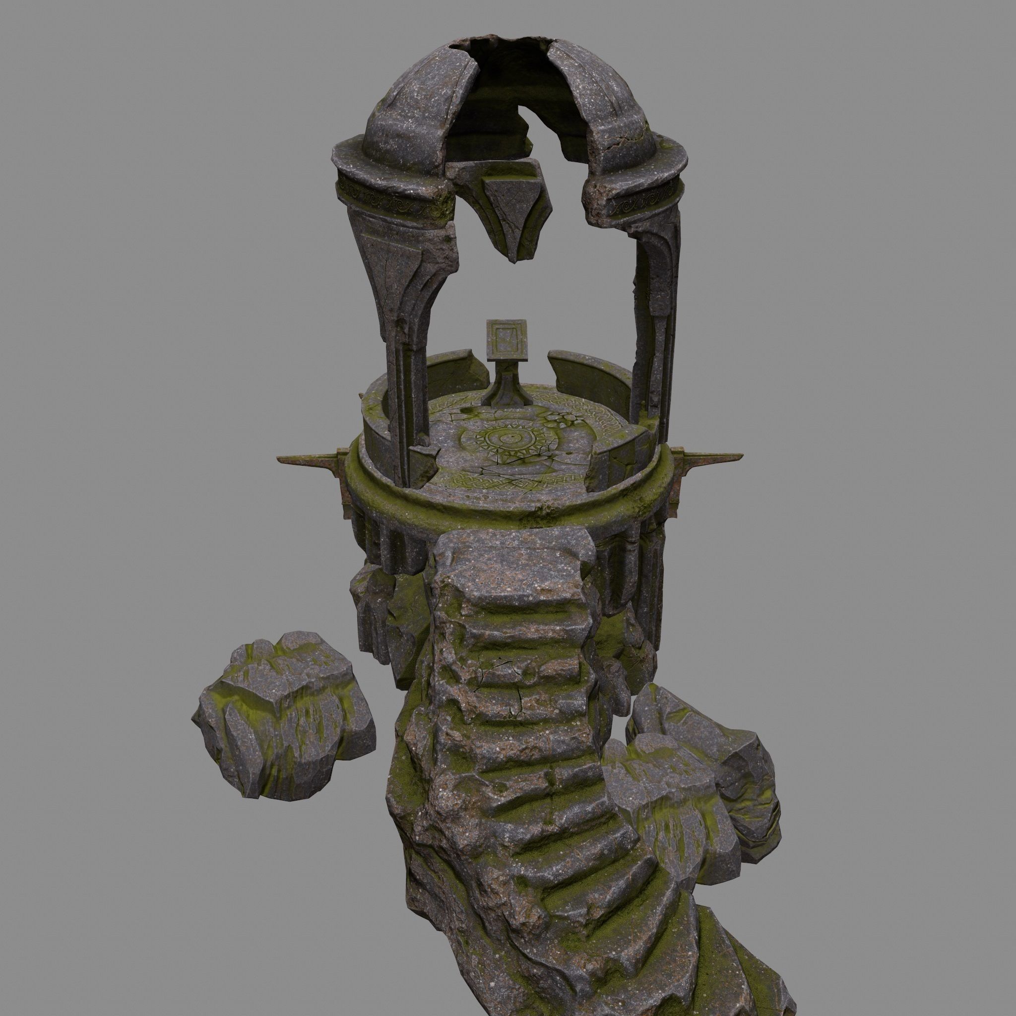 old temple Low-poly 3D model_8