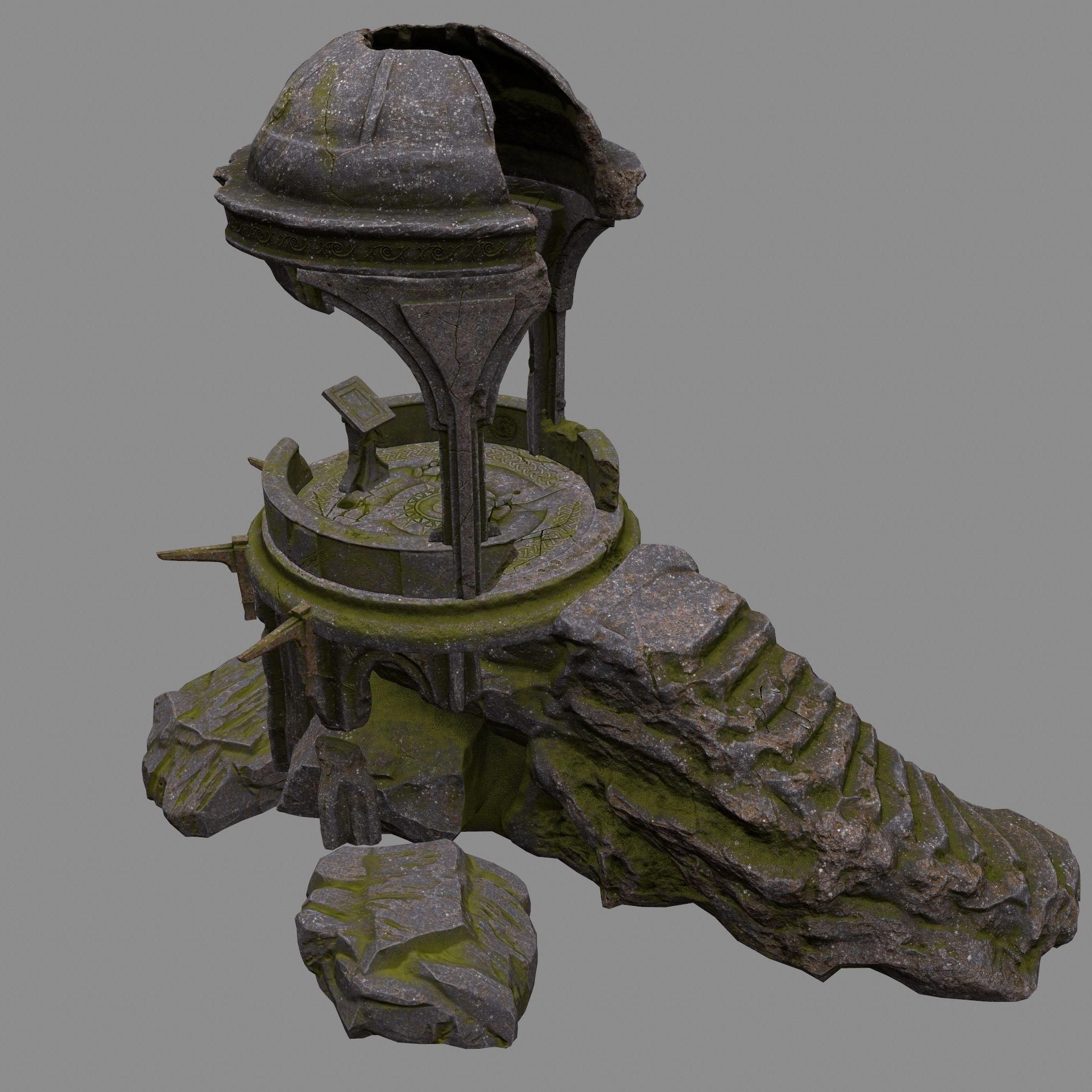 old temple Low-poly 3D model_1