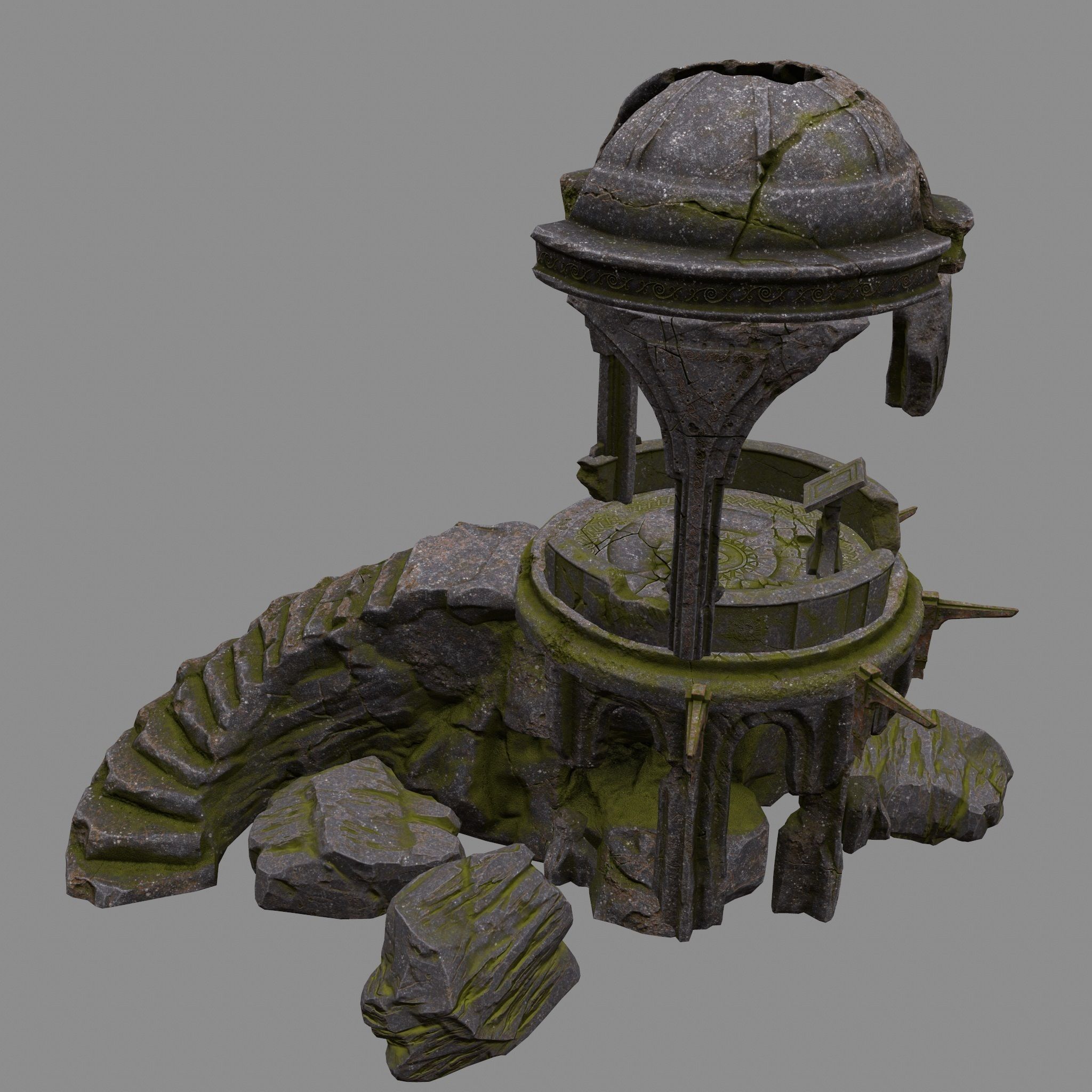 old temple Low-poly 3D model_4