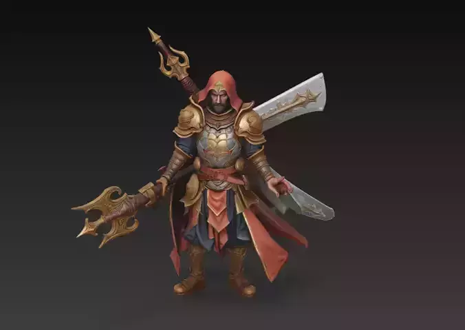 Graceful Warrior Mage - Stylized Fantasy Character 3D Model