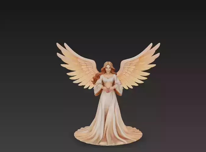 Graceful Angel Statue - High Detail Fantasy 3D Model