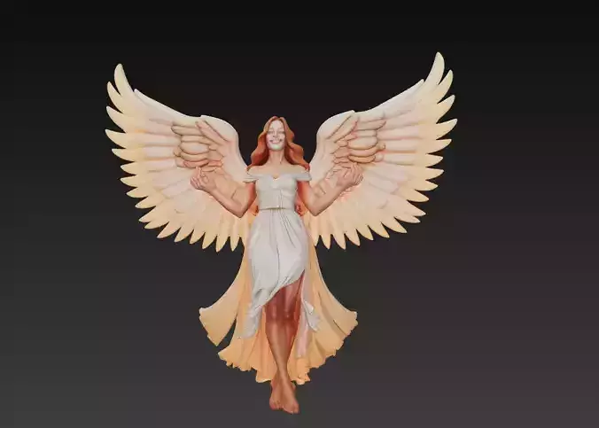 Angel Woman Statue - Elegant 3D Model for Art - 3D Printing