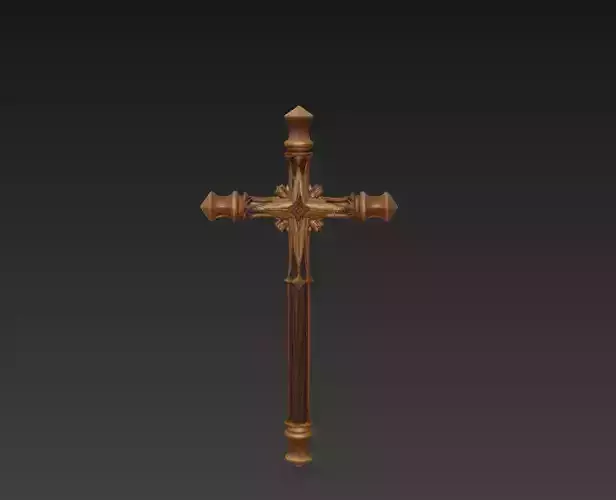 Wooden Cross Sculpture - Detailed Christian Religious Symbol 3D print model