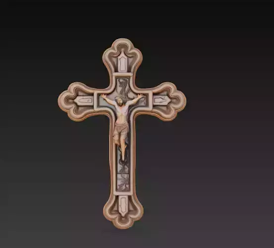 Crucifix Cross - Sacred Religious Sculpture 3D Model 3D print model