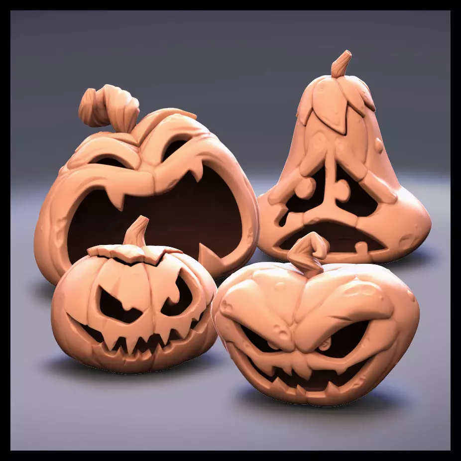 Halloween Pumpkins 4 PACK 3D print model_0