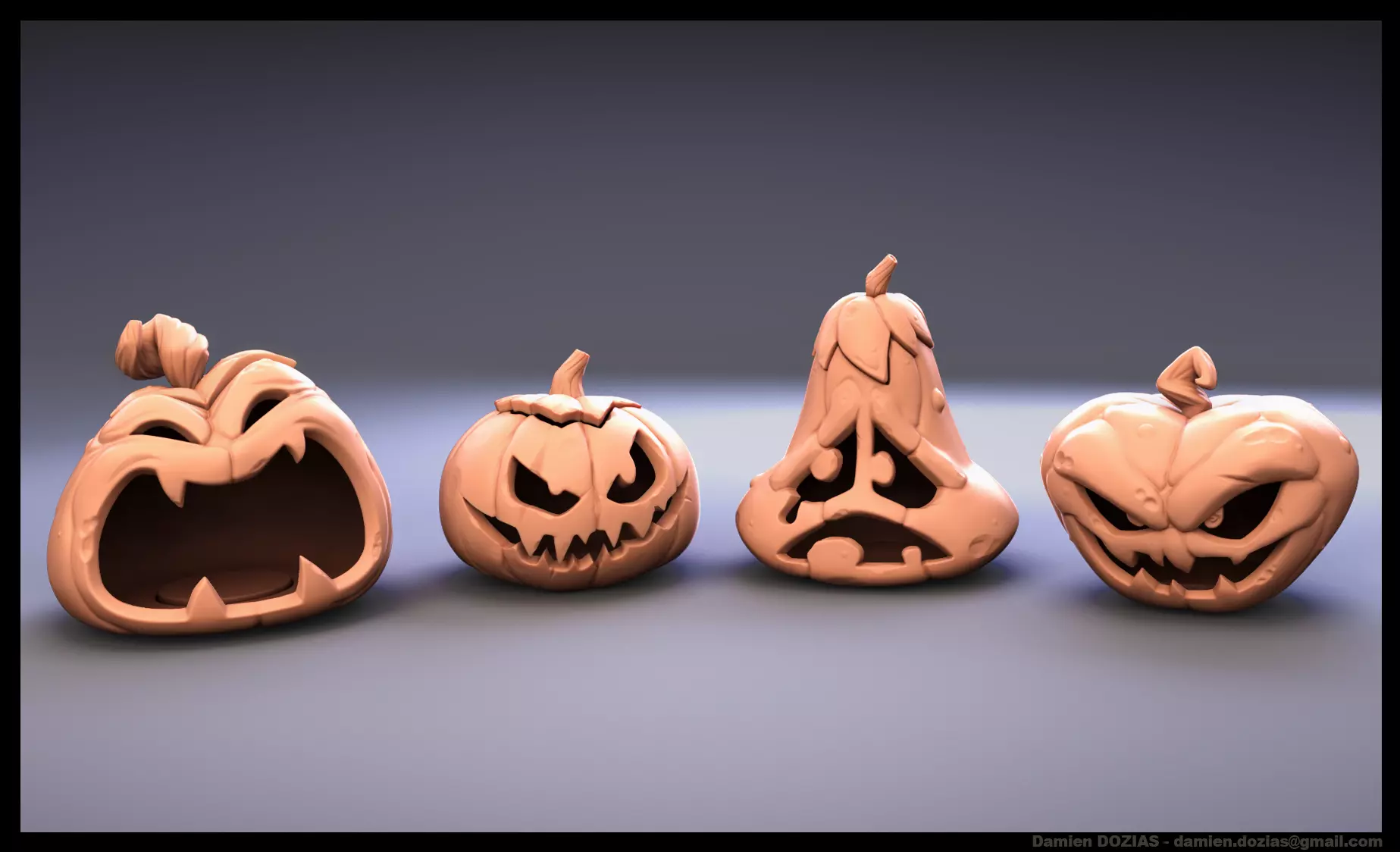 Halloween Pumpkins 4 PACK 3D print model_1