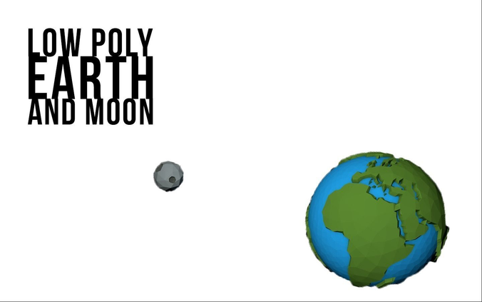 low poly earth and moon Free low-poly 3D model