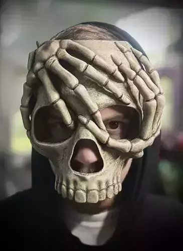 Skeleton hands skull mask stl