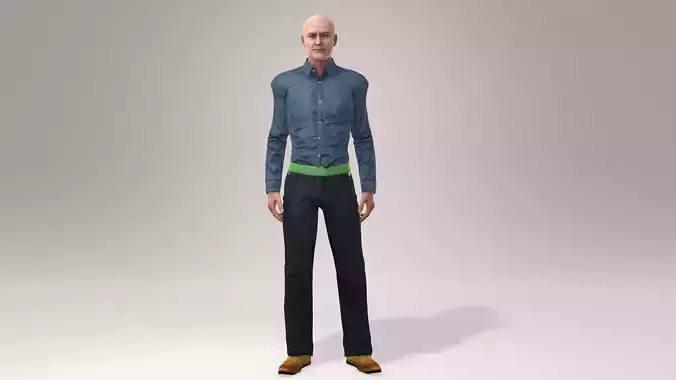 Realistic Old Man 3D Character Model  Rigged  Game Ready