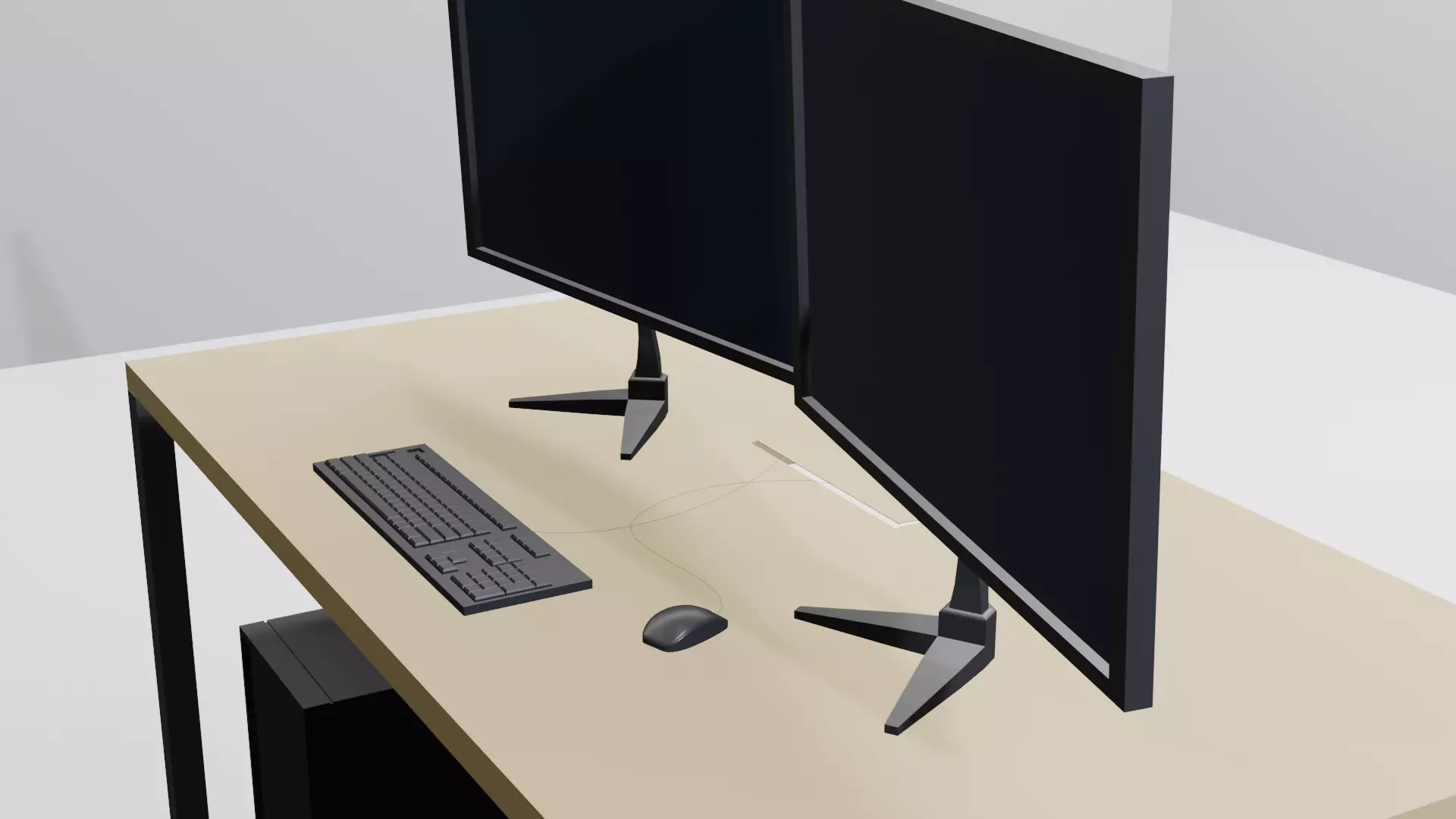 Office Table Low Poly Bundle 3D model_1