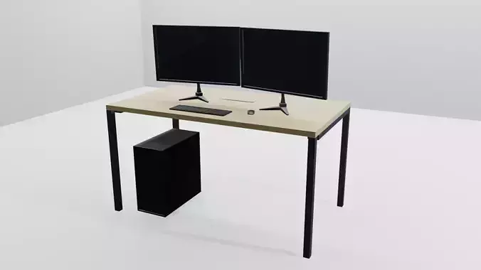 Office Table Low Poly Bundle