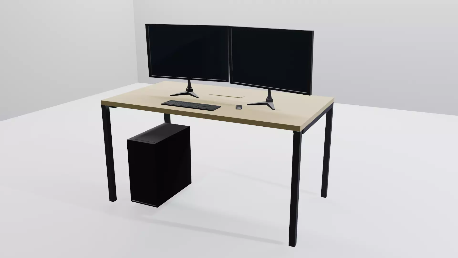 Office Table Low Poly Bundle 3D model_0