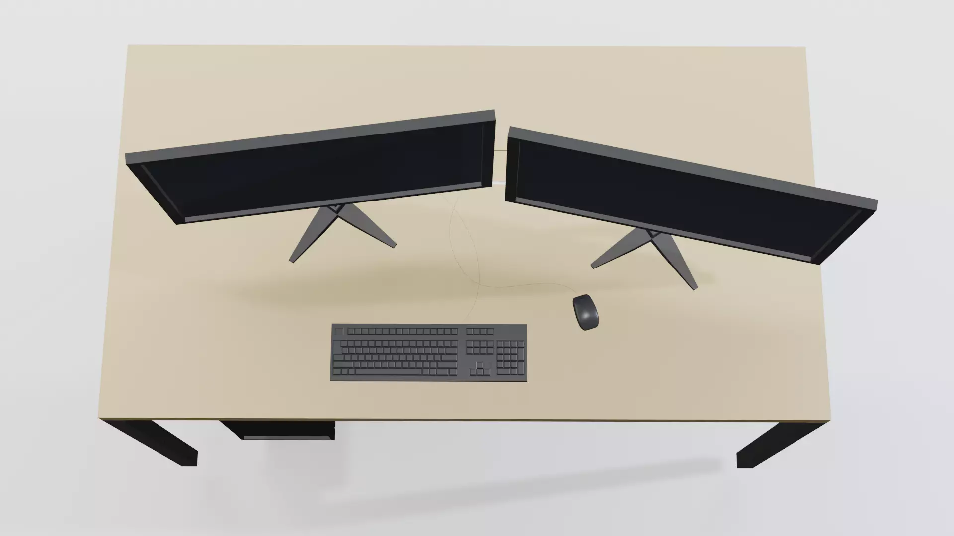 Office Table Low Poly Bundle 3D model_5