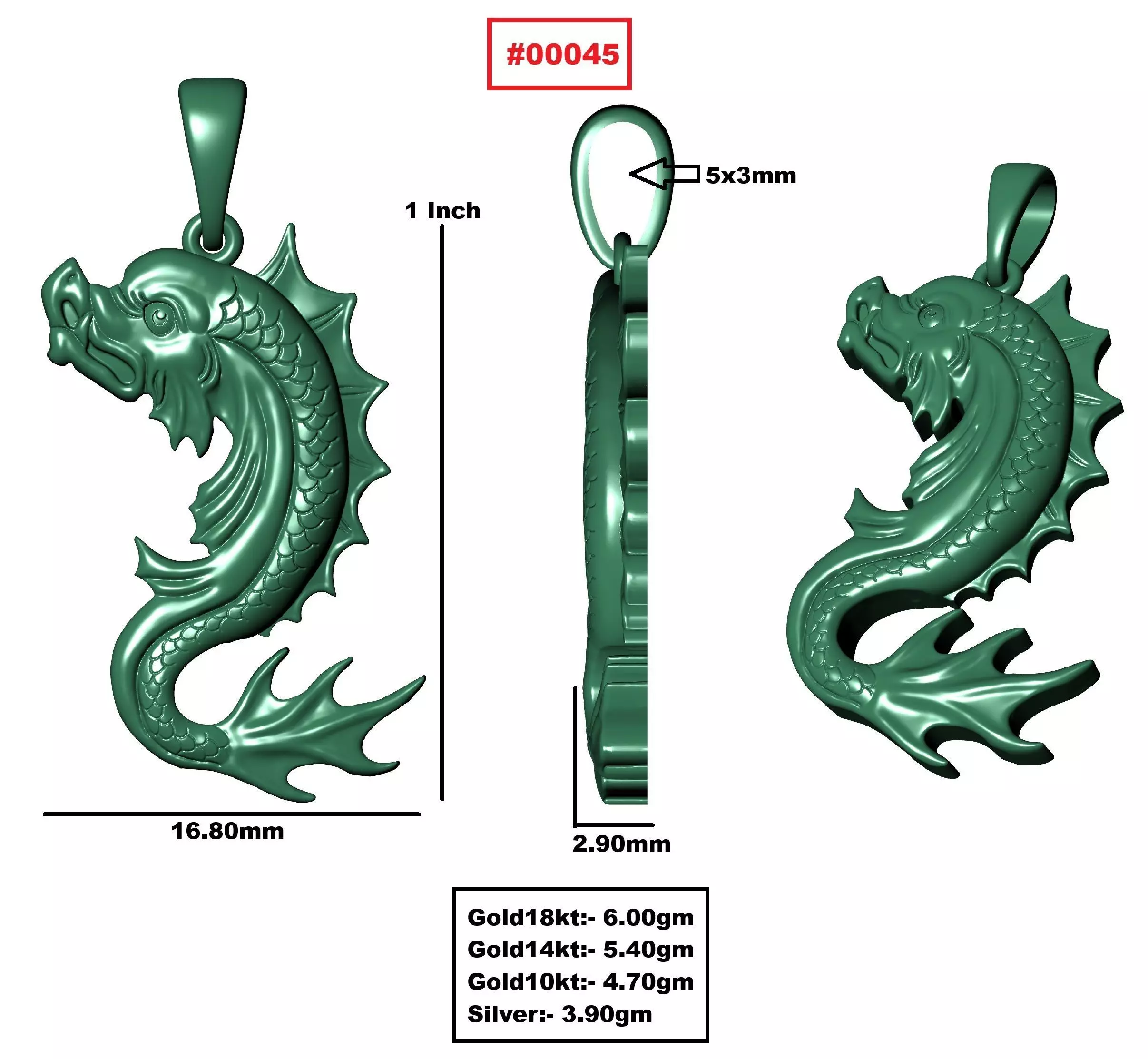 00045 Koi Fish Pendant 3D print model_4
