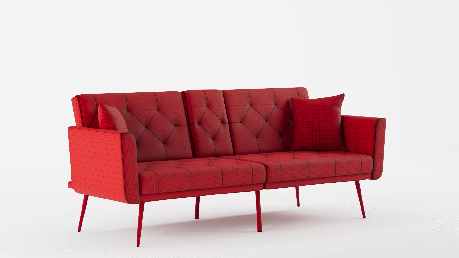 Leather Futon Sofa Bed Convertible Sleeper Sofa 3D model_10