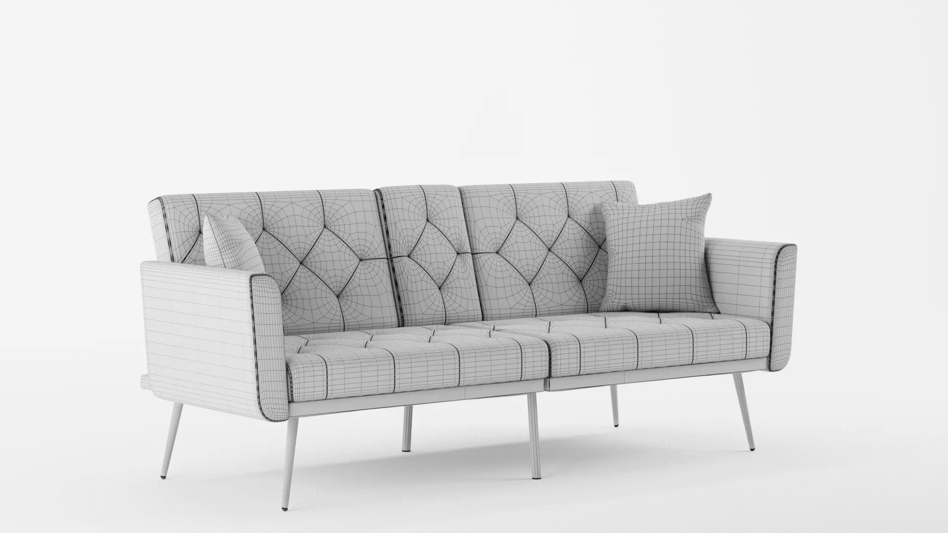 Leather Futon Sofa Bed Convertible Sleeper Sofa 3D model_11