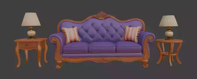 Disney style Cartoon Sofa Set with Side lamp