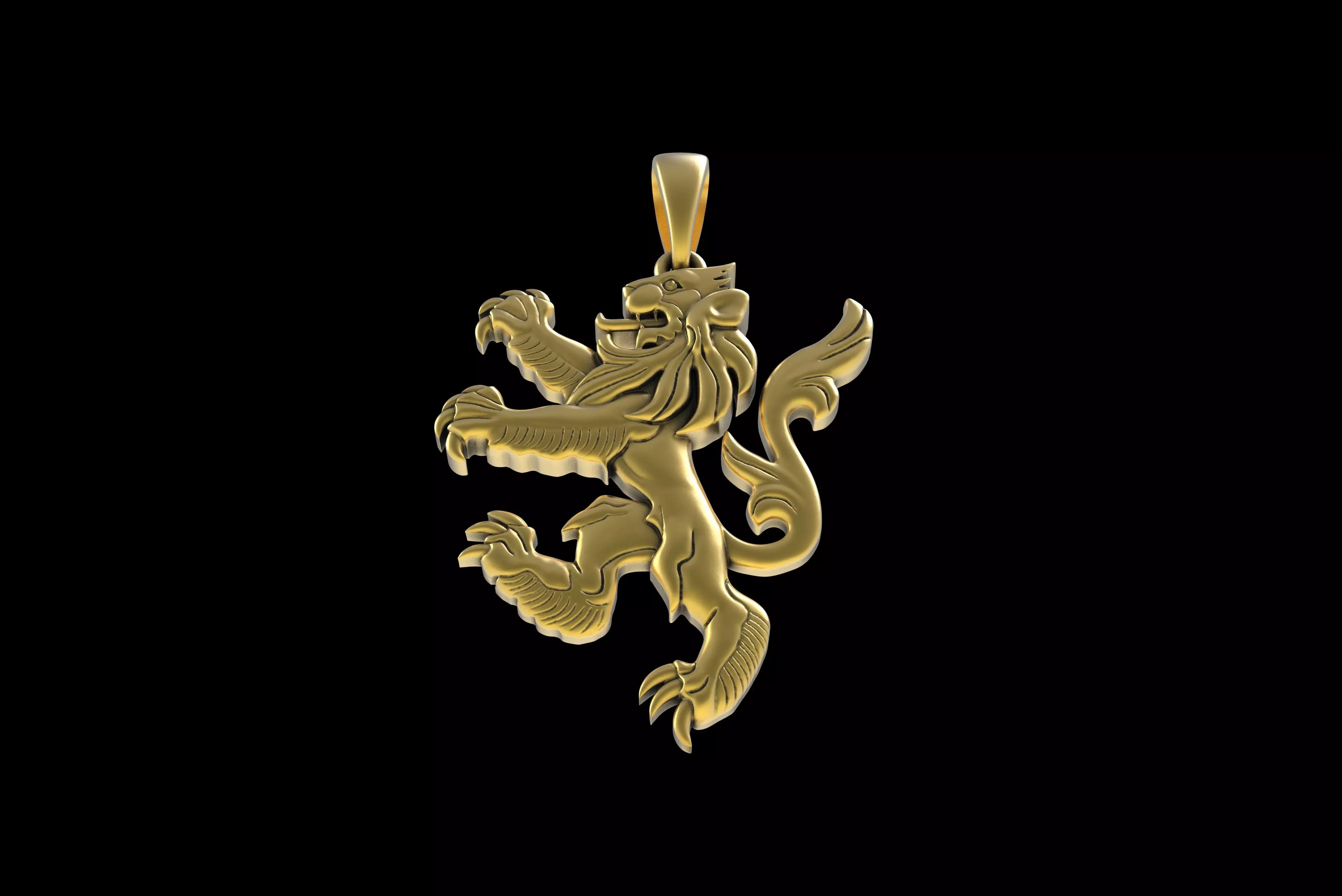 00046 Simple Scottish Lion Pendant 3D print model_1