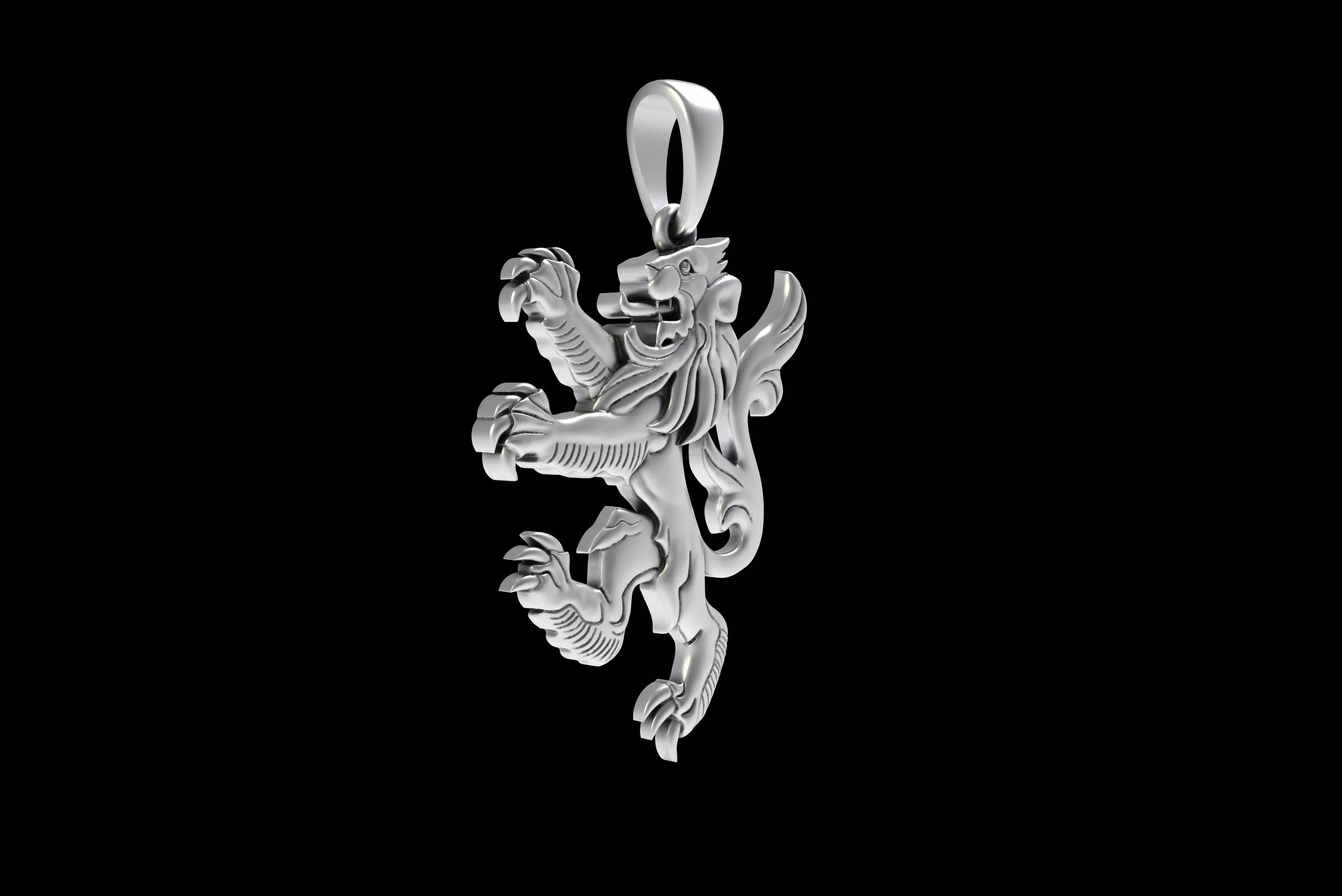 00046 Simple Scottish Lion Pendant 3D print model_34