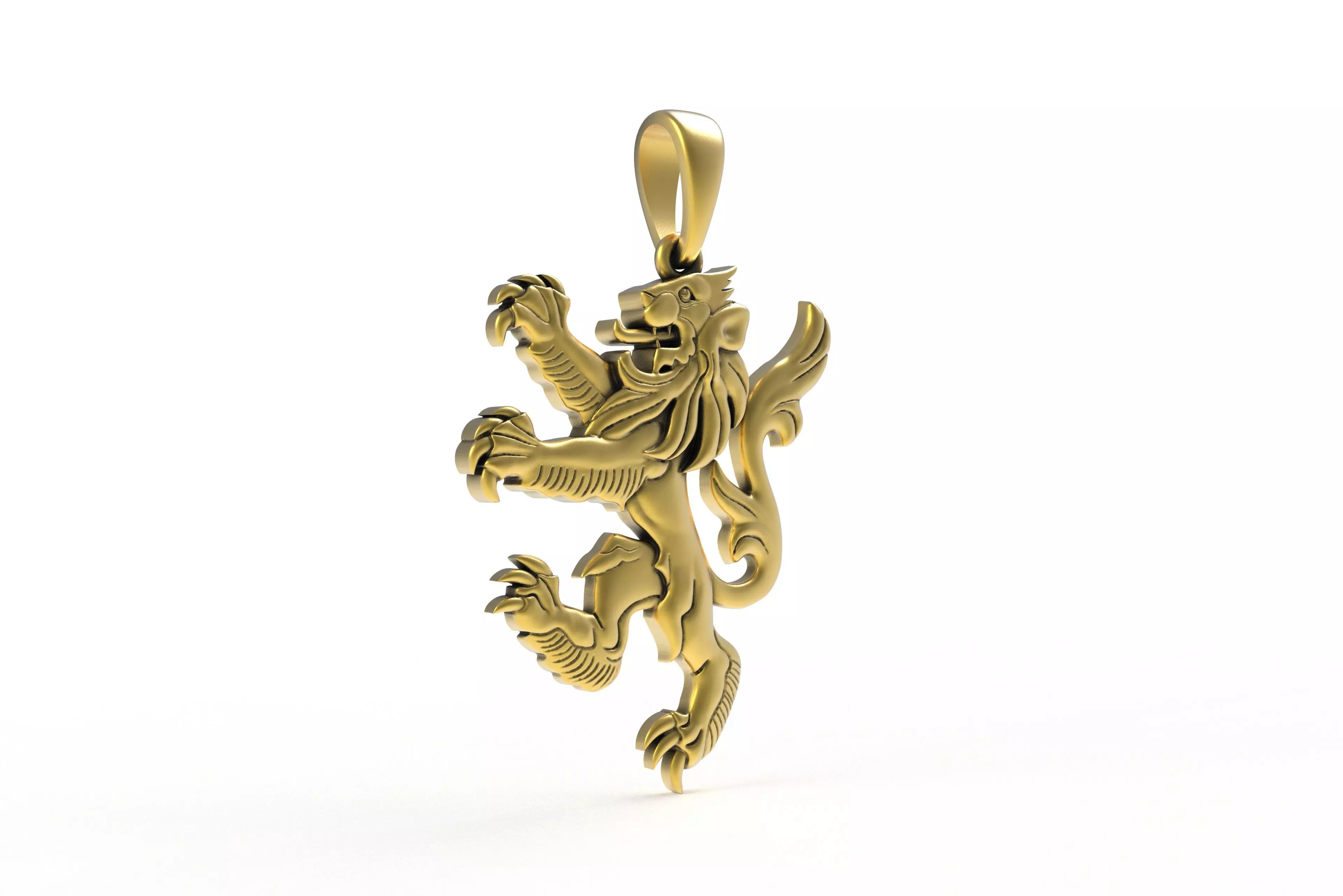 00046 Simple Scottish Lion Pendant 3D print model_10
