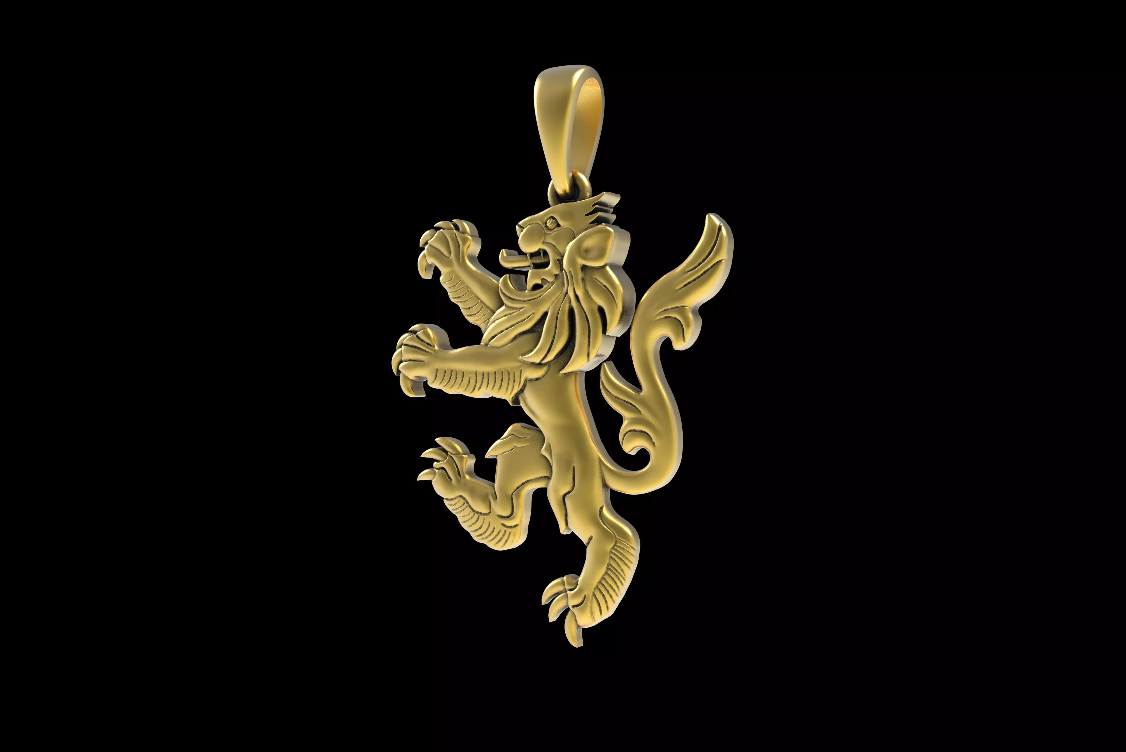00046 Simple Scottish Lion Pendant 3D print model_2