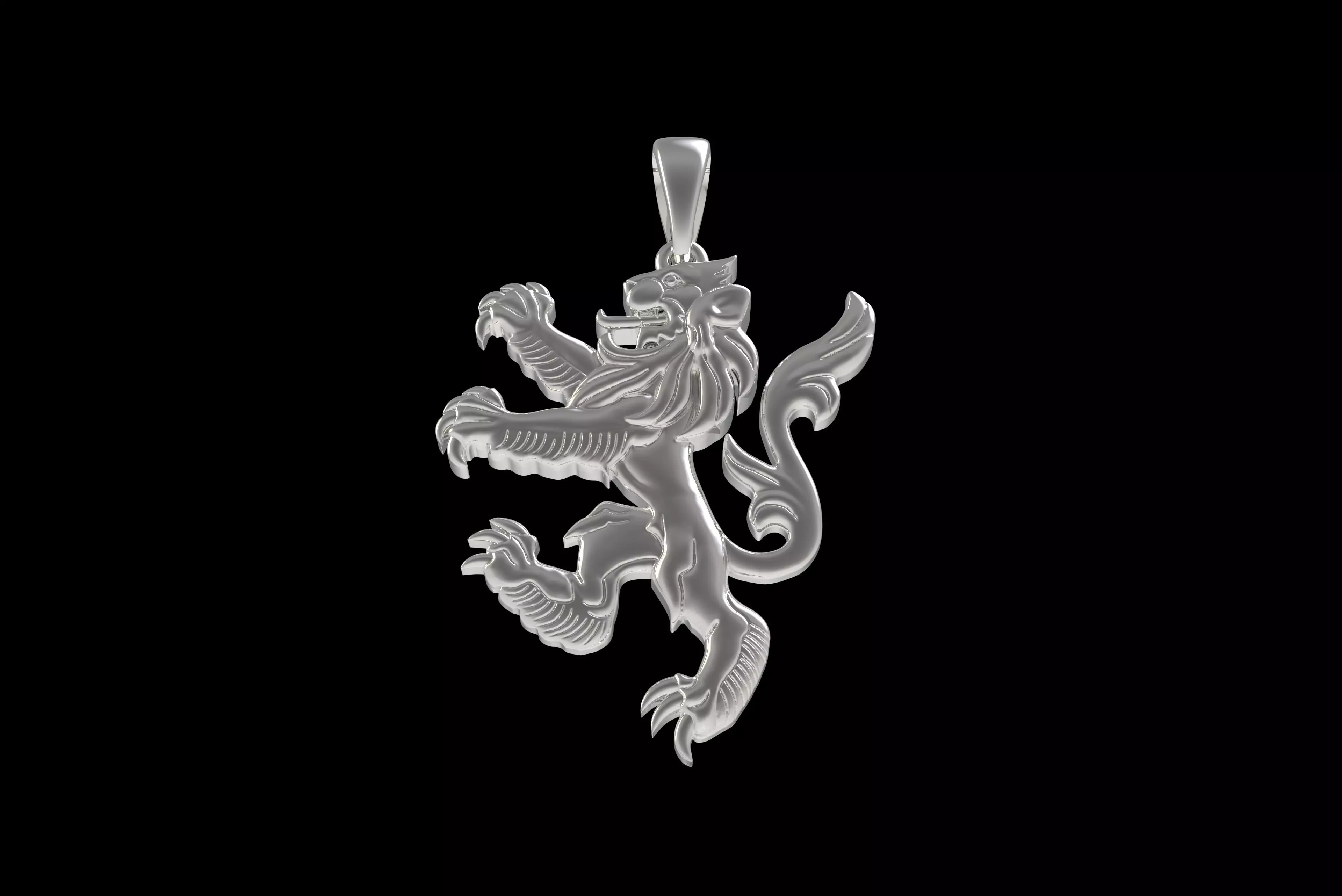 00046 Simple Scottish Lion Pendant 3D print model_20