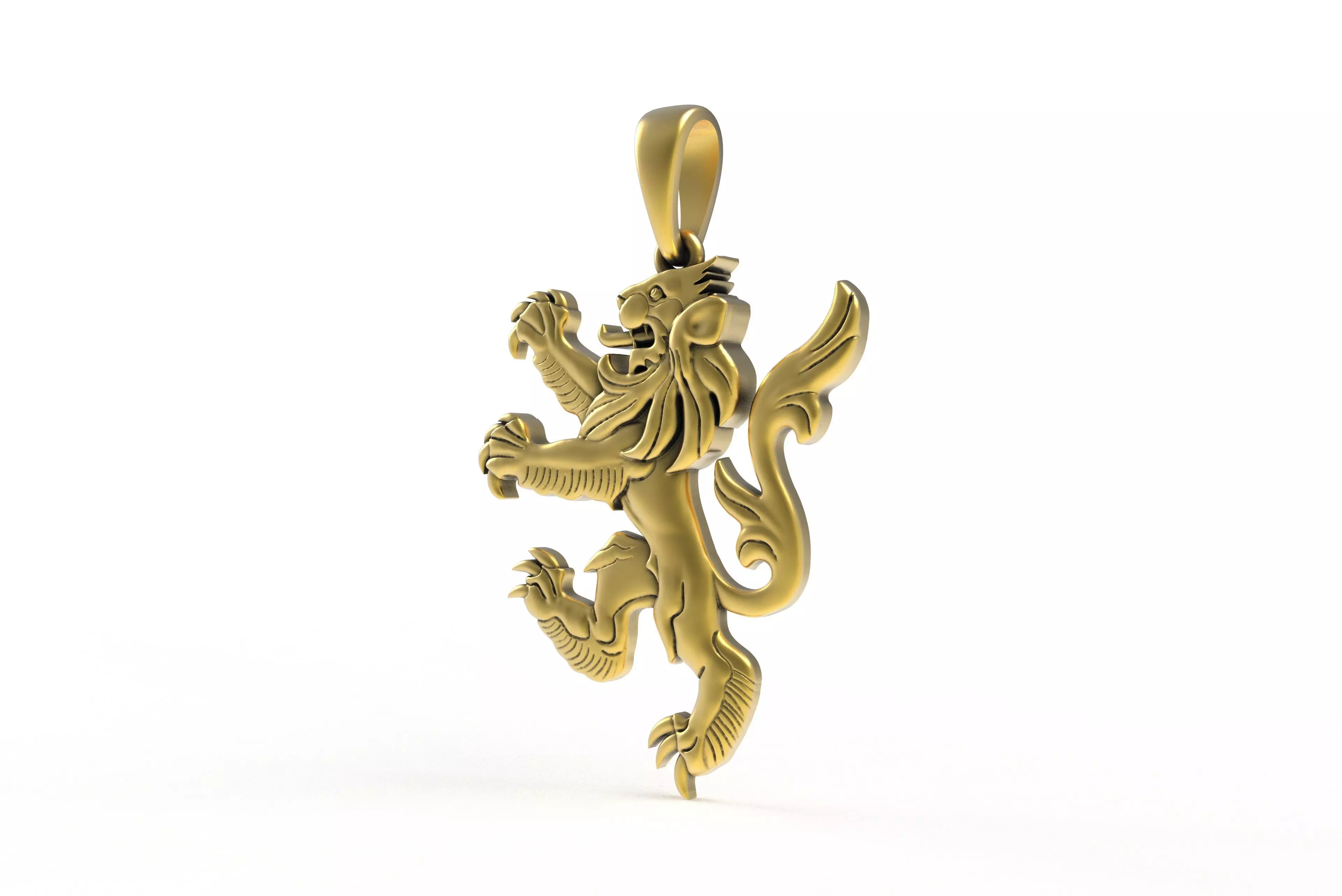 00046 Simple Scottish Lion Pendant 3D print model_9