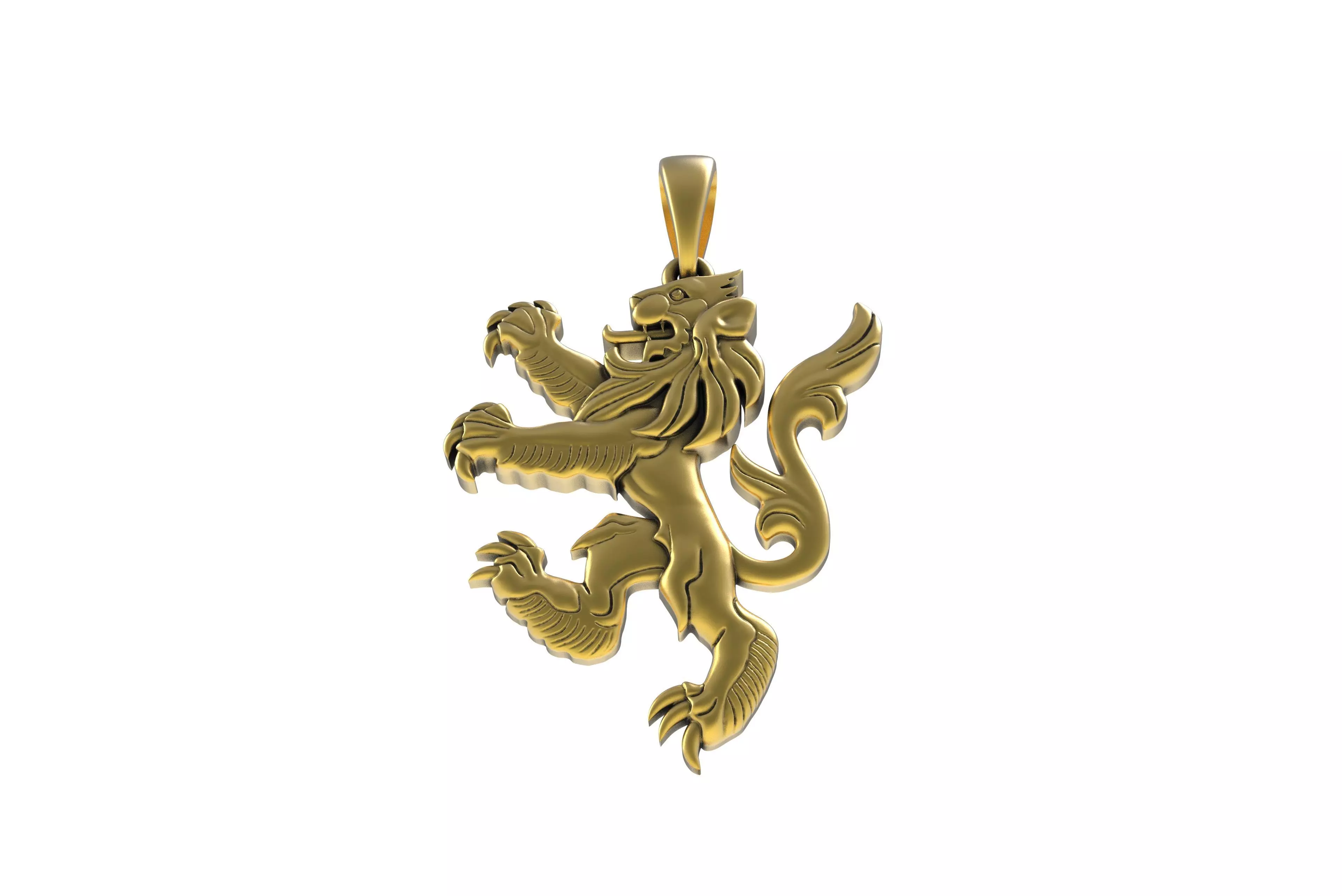 00046 Simple Scottish Lion Pendant 3D print model_8