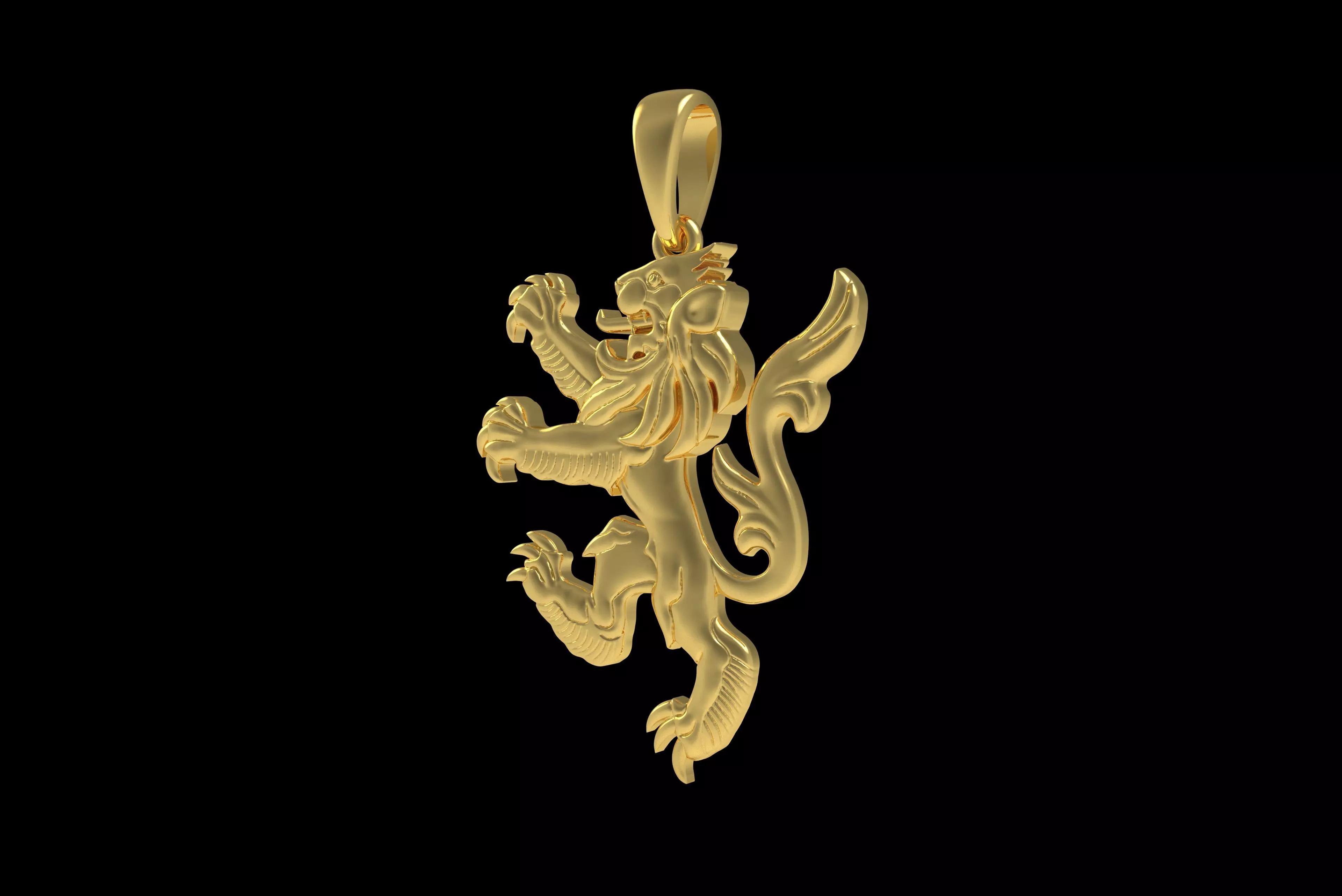 00046 Simple Scottish Lion Pendant 3D print model_25