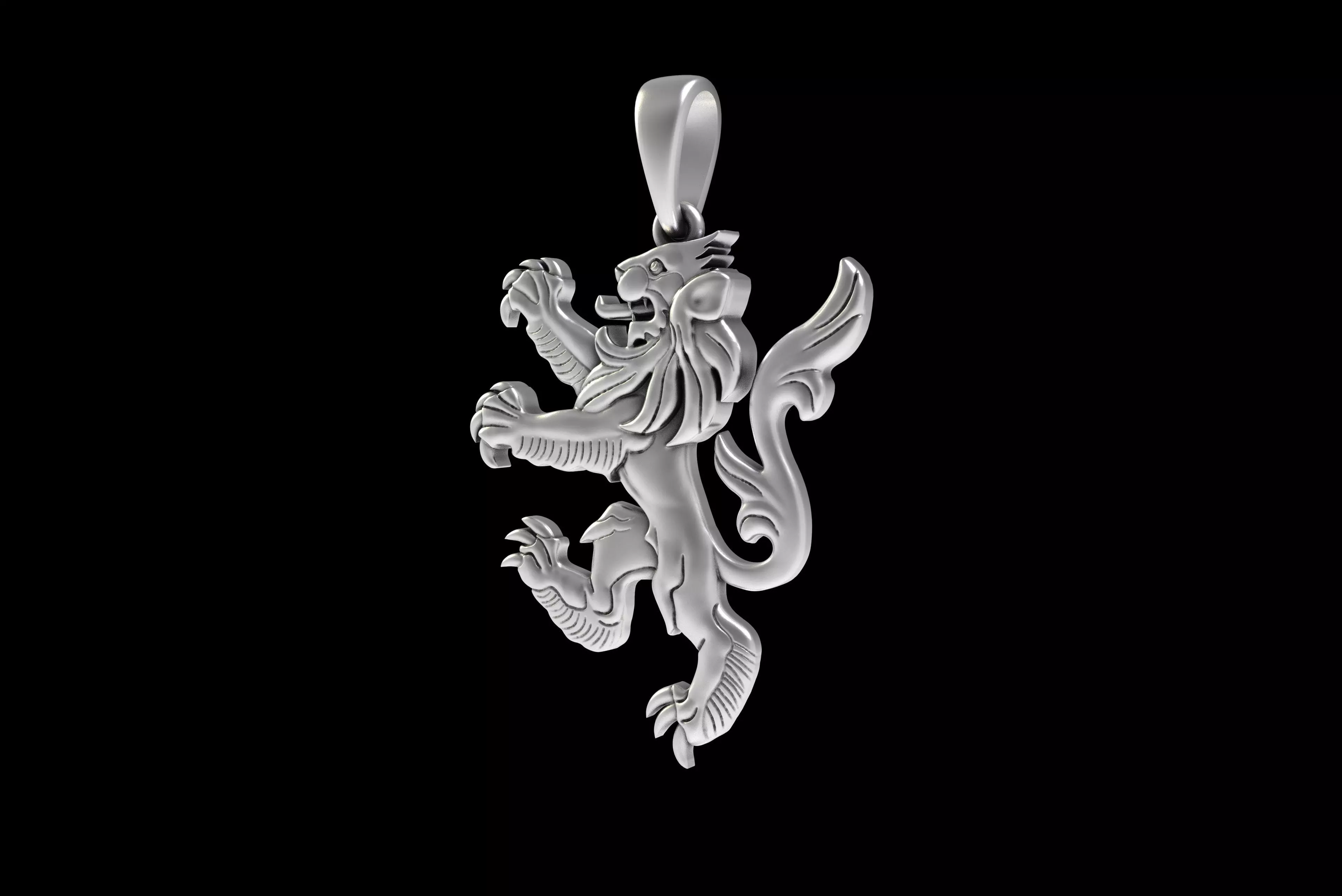 00046 Simple Scottish Lion Pendant 3D print model_33