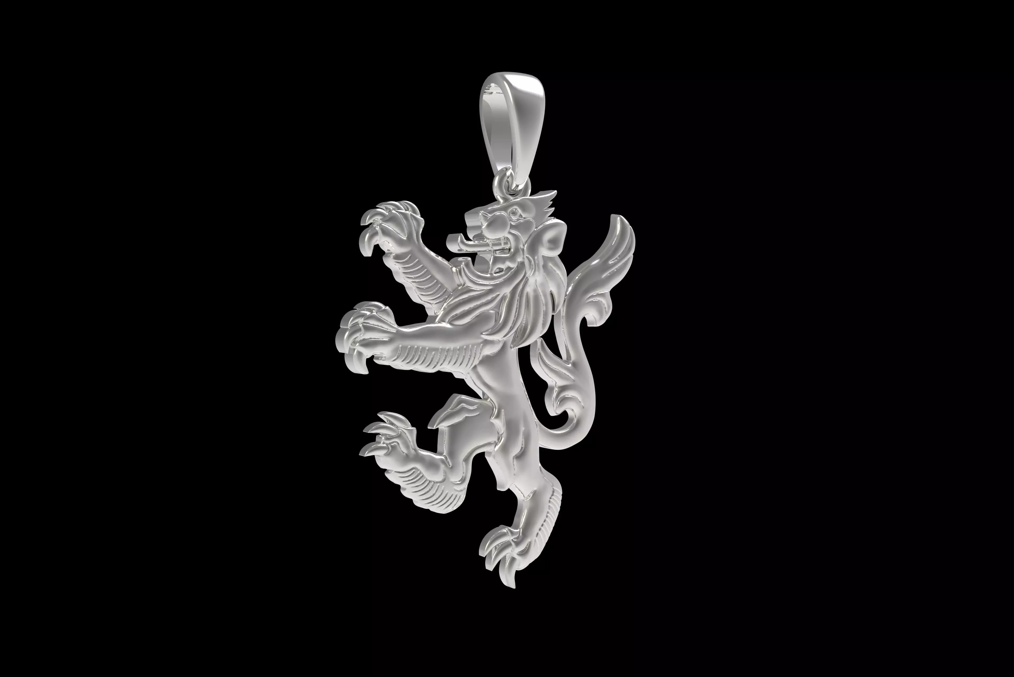 00046 Simple Scottish Lion Pendant 3D print model_22