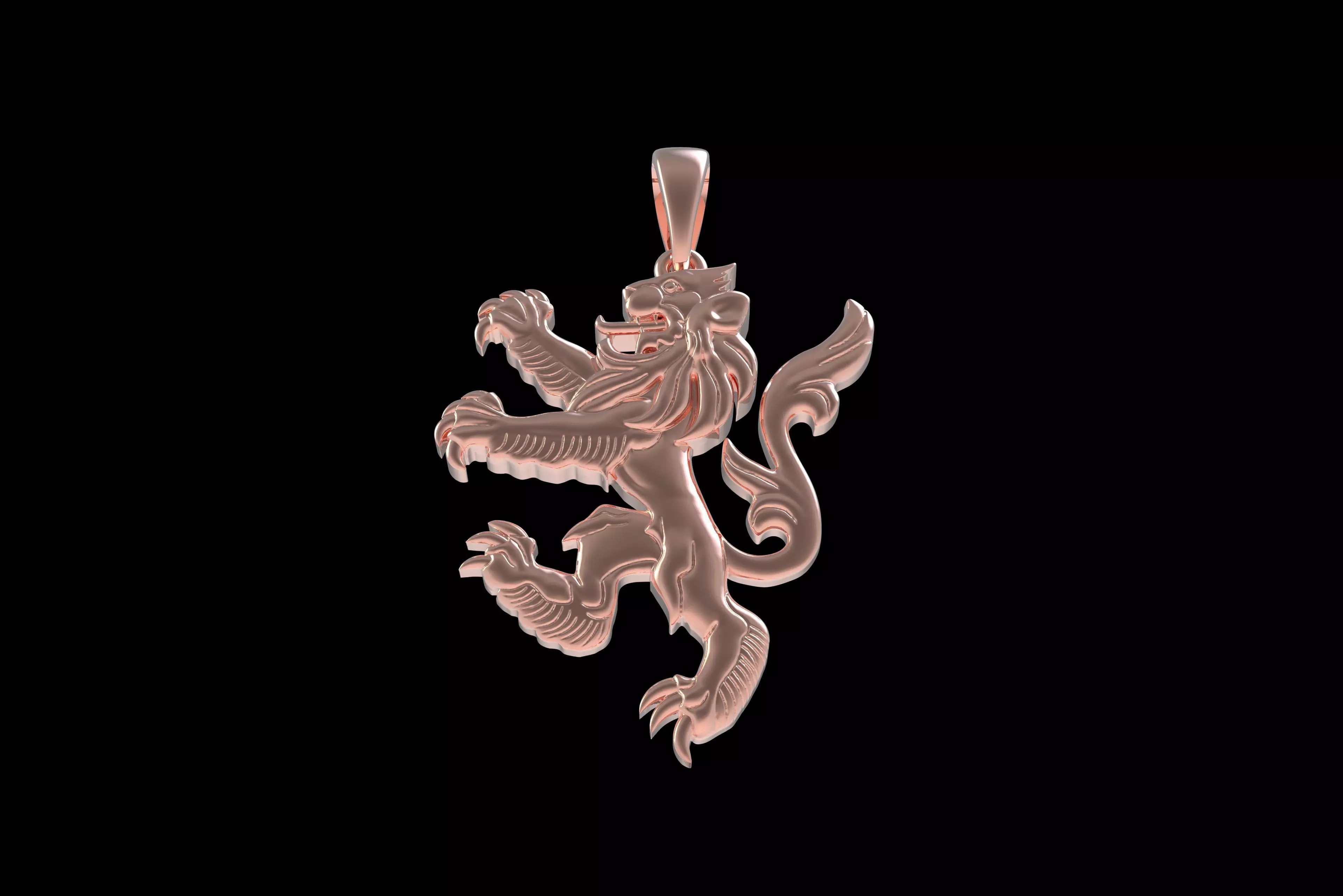 00046 Simple Scottish Lion Pendant 3D print model_28