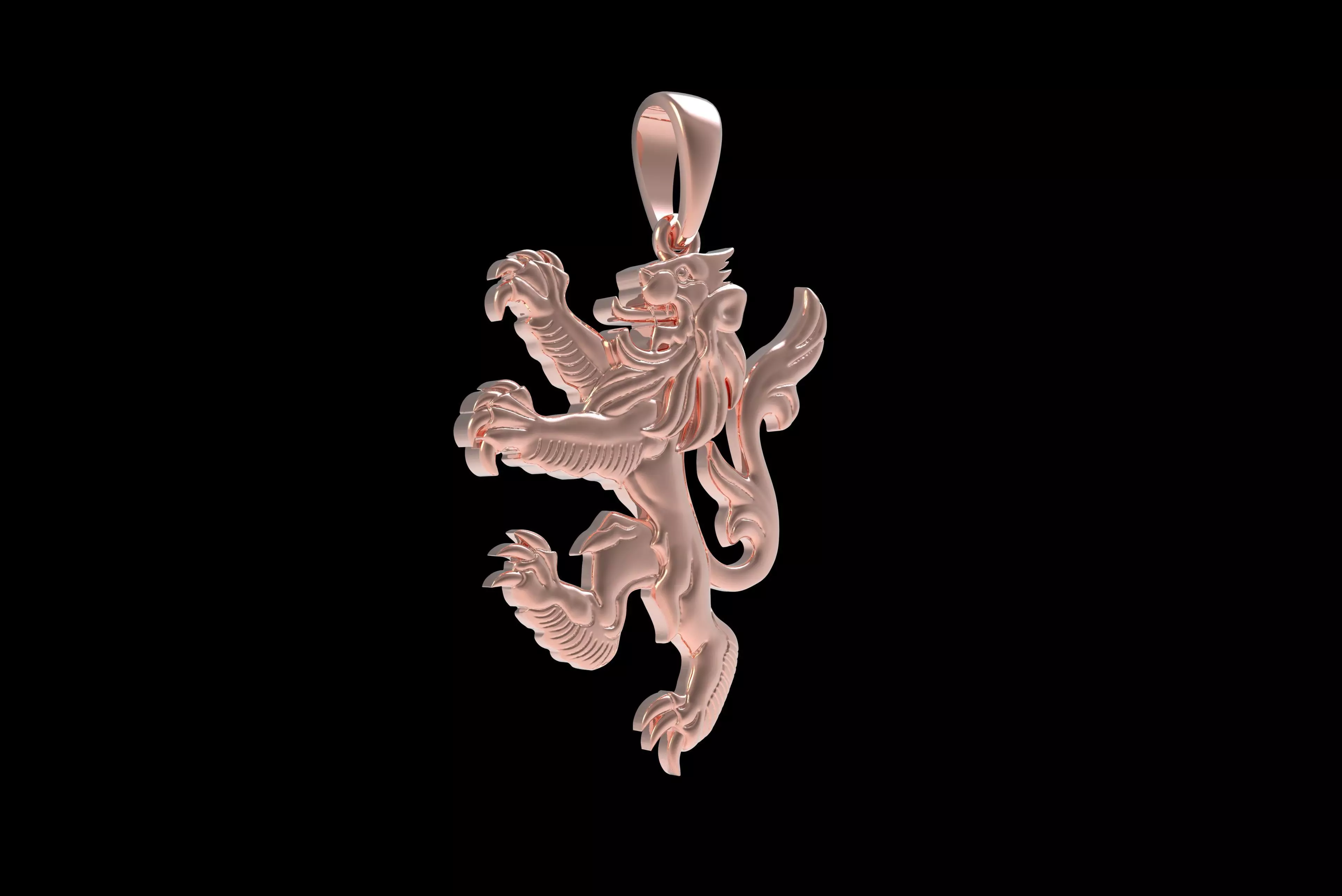 00046 Simple Scottish Lion Pendant 3D print model_30