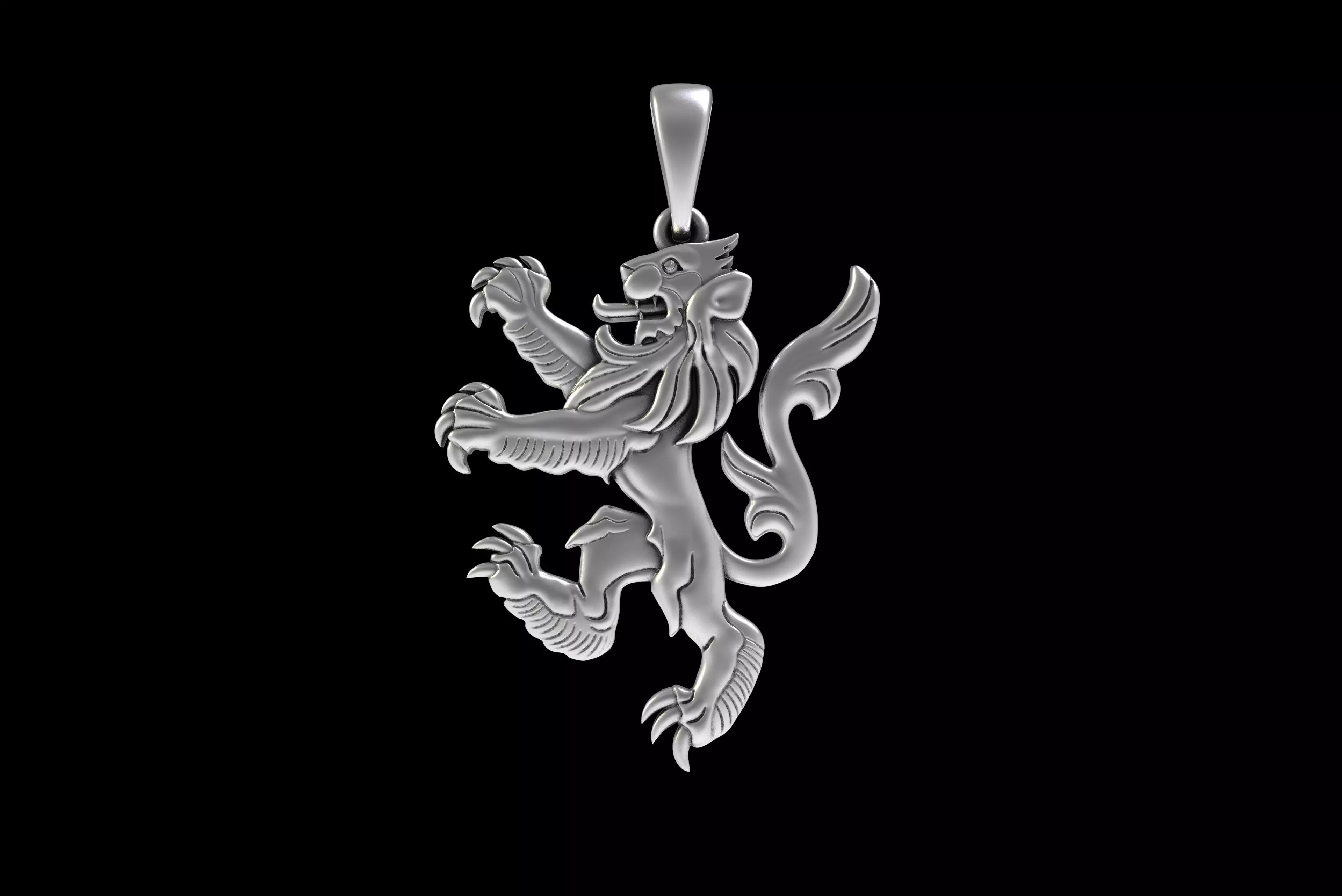 00046 Simple Scottish Lion Pendant 3D print model_31
