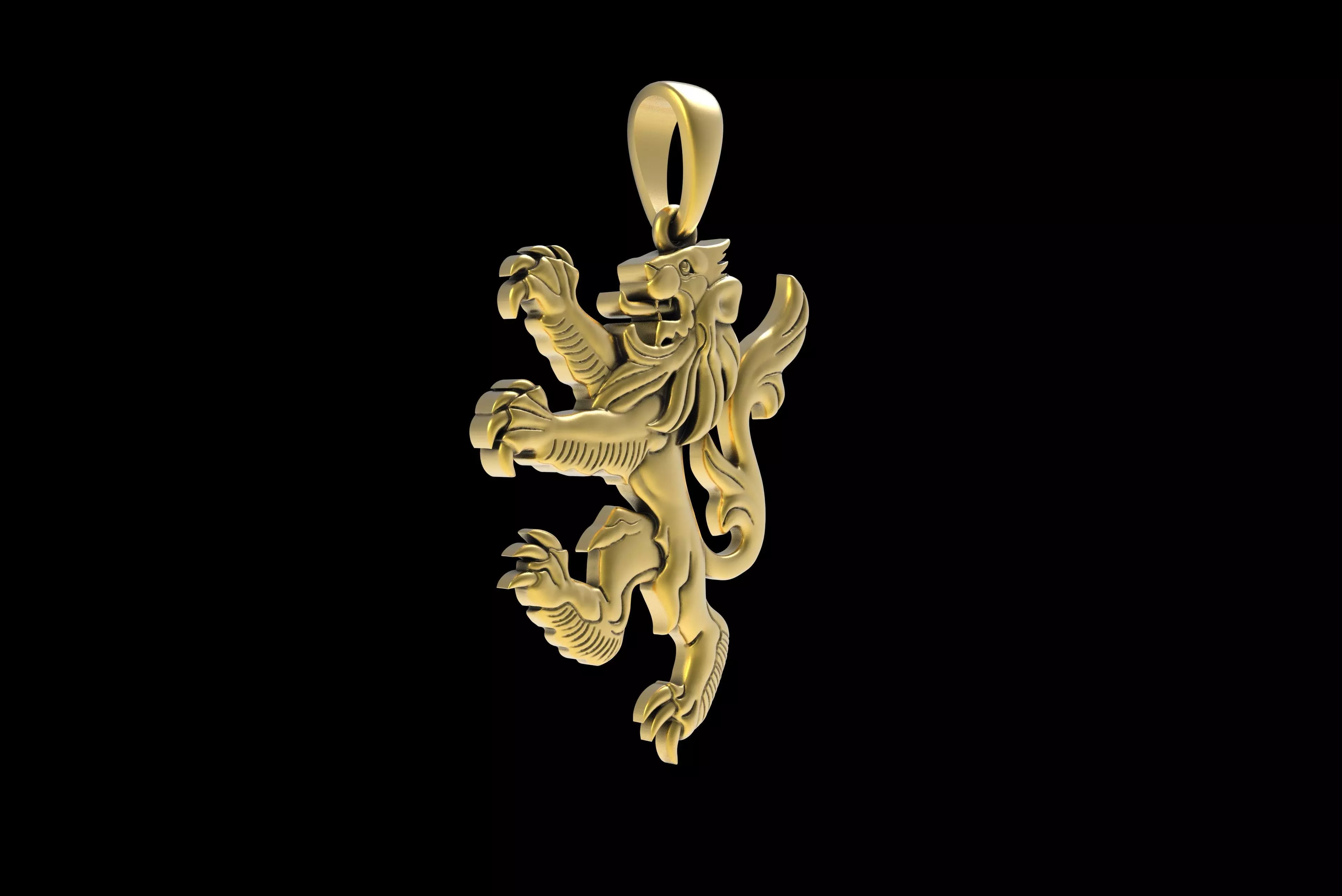 00046 Simple Scottish Lion Pendant 3D print model_3
