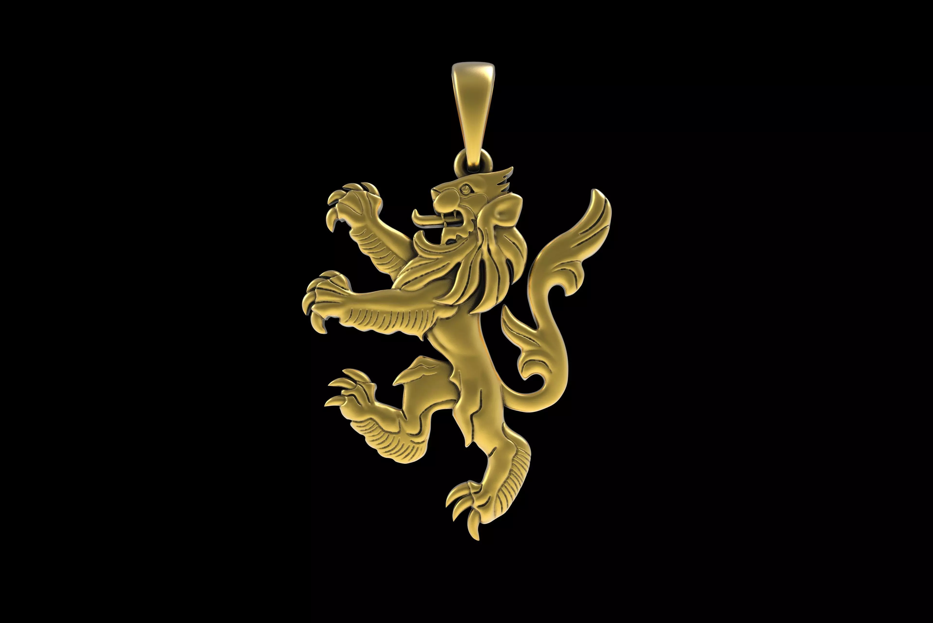 00046 Simple Scottish Lion Pendant 3D print model_0
