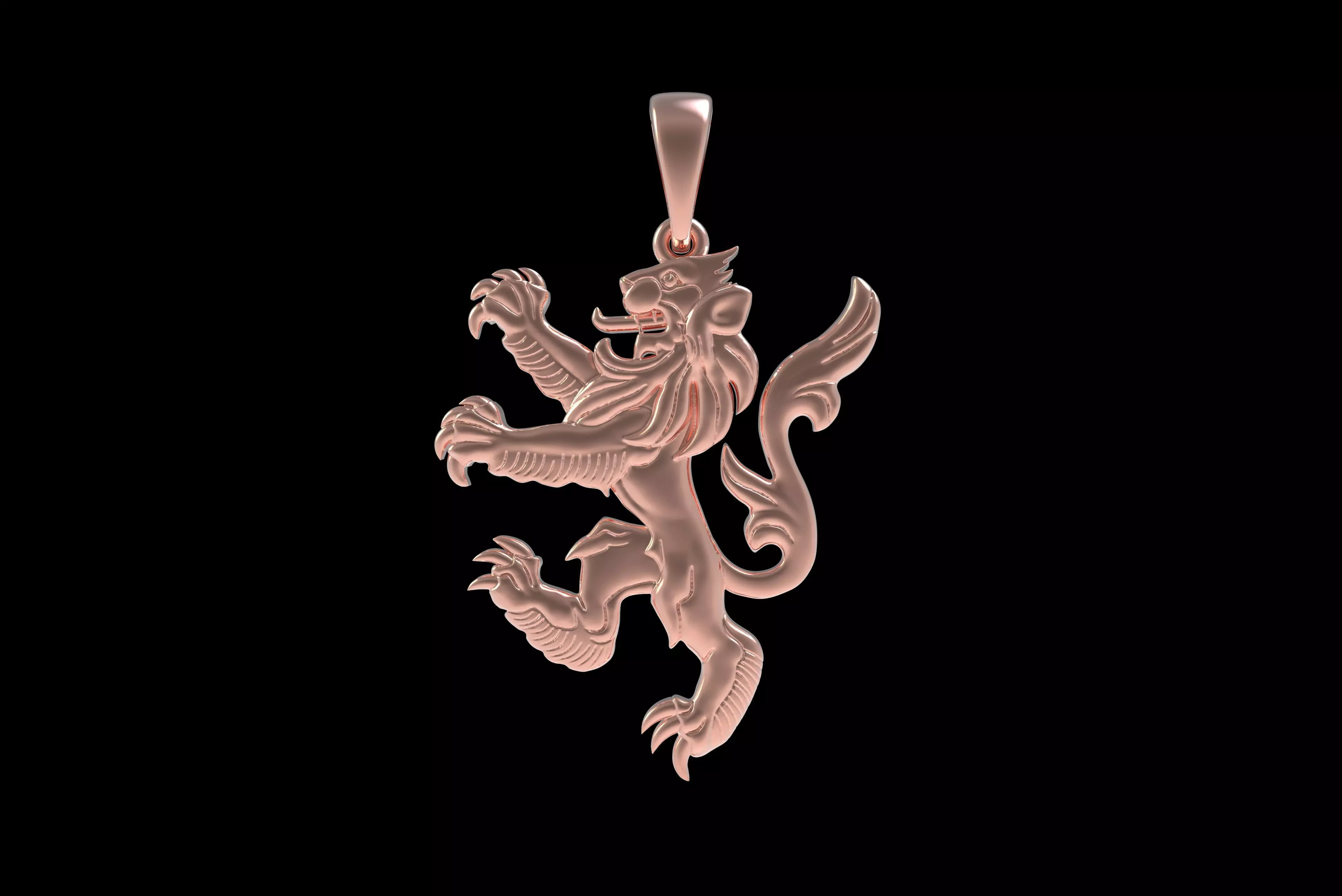 00046 Simple Scottish Lion Pendant 3D print model_27