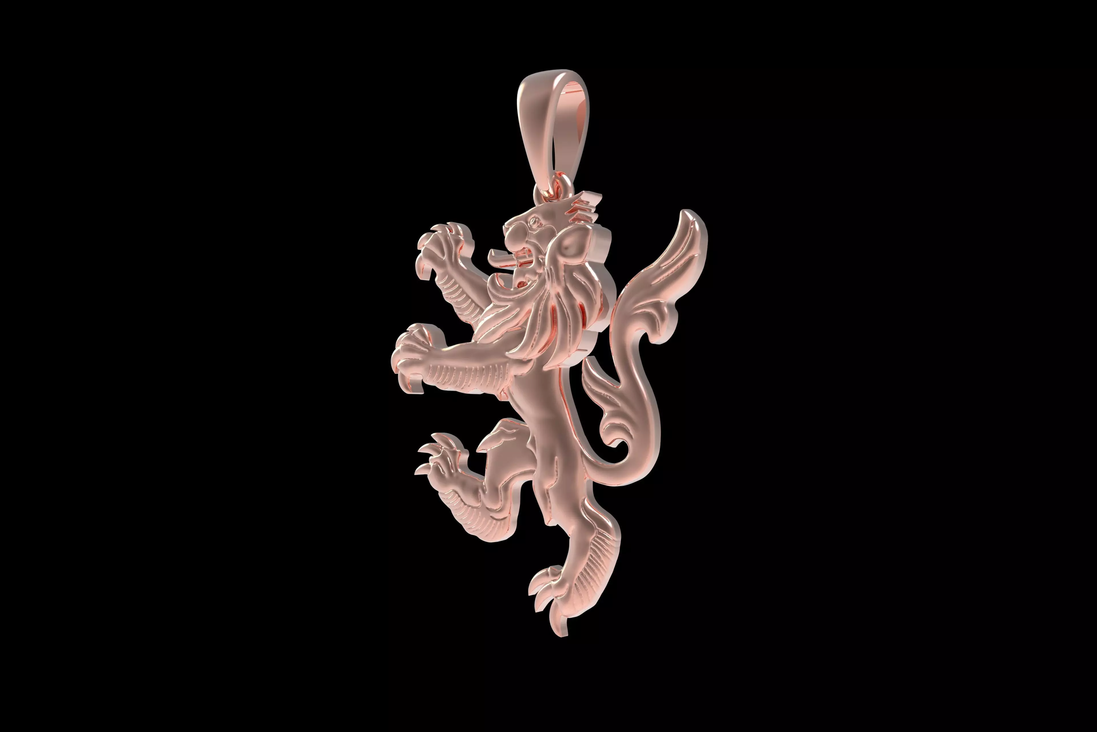 00046 Simple Scottish Lion Pendant 3D print model_29