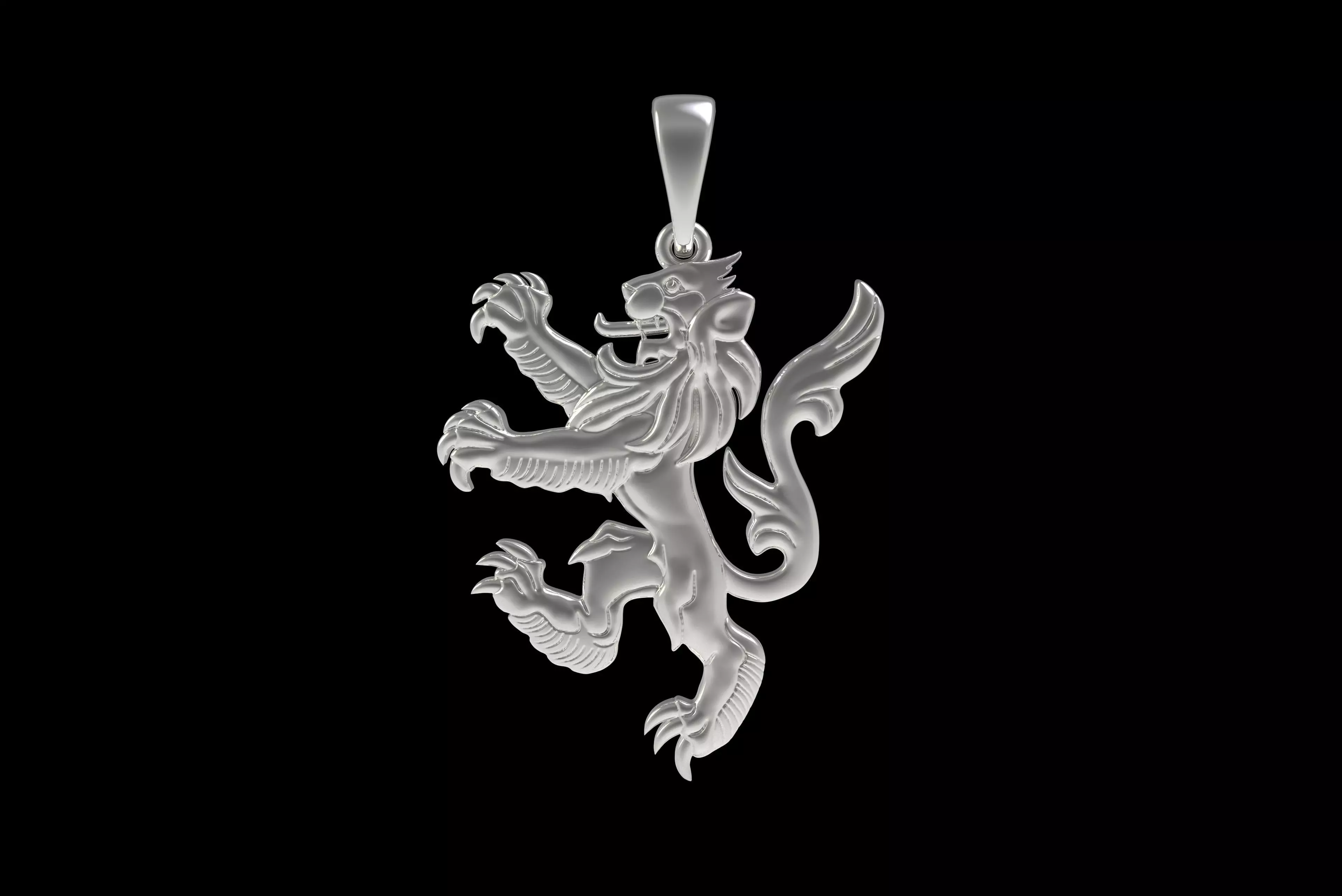 00046 Simple Scottish Lion Pendant 3D print model_19