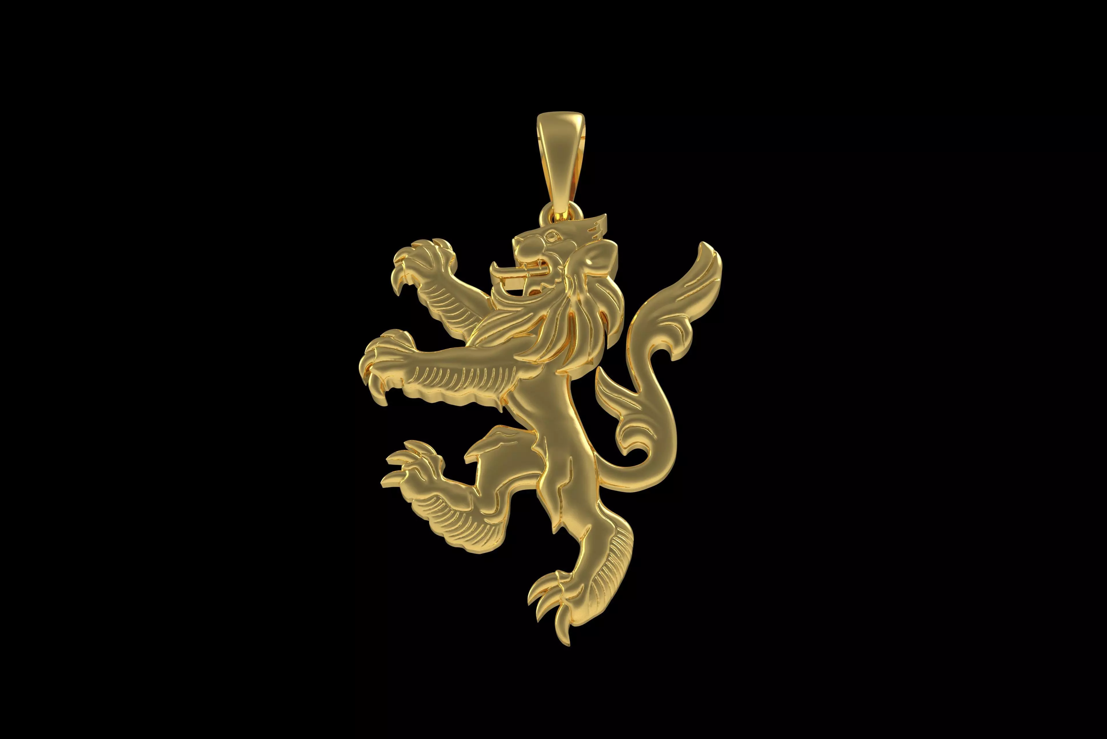 00046 Simple Scottish Lion Pendant 3D print model_24