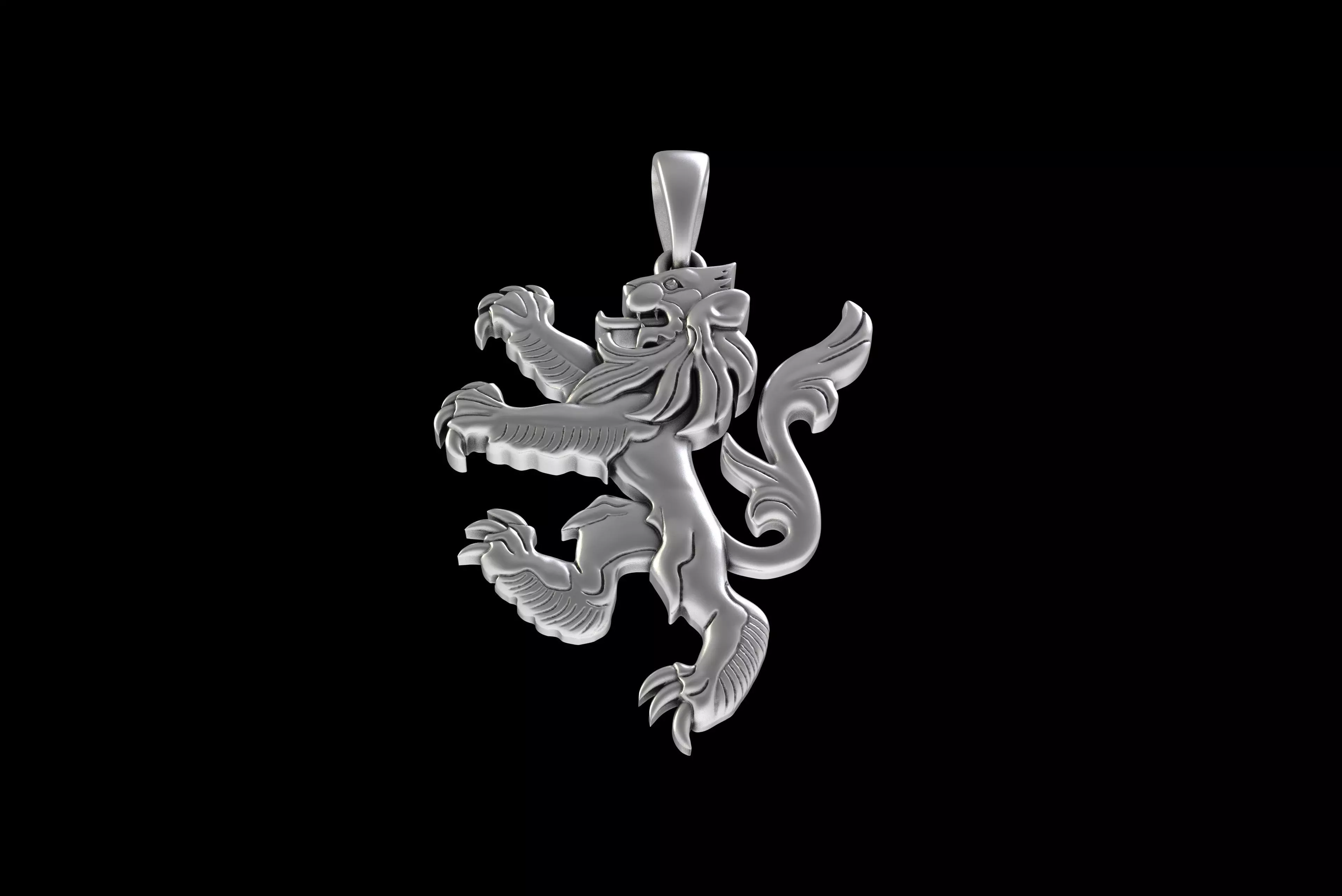 00046 Simple Scottish Lion Pendant 3D print model_32