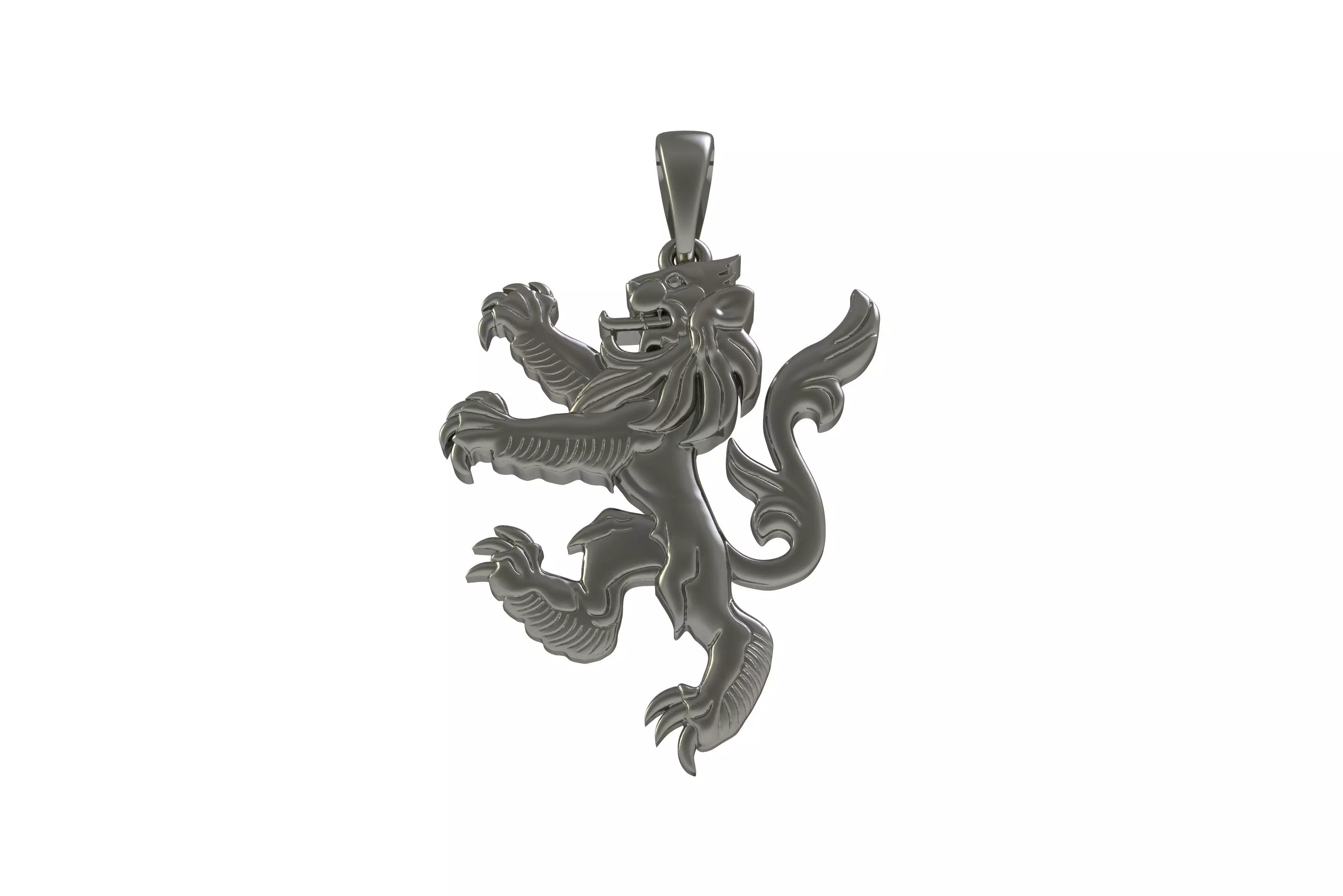 00046 Simple Scottish Lion Pendant 3D print model_16