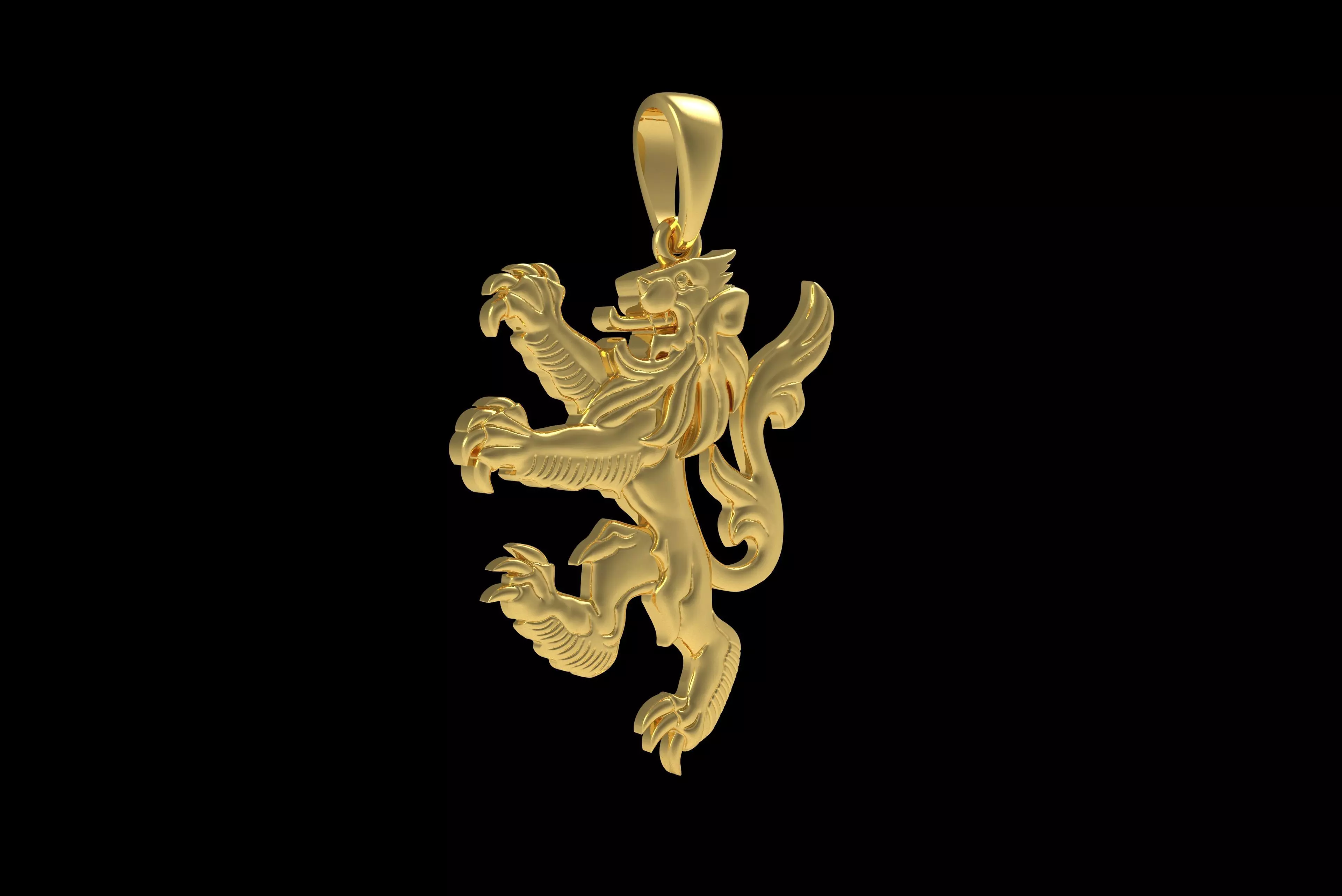 00046 Simple Scottish Lion Pendant 3D print model_26