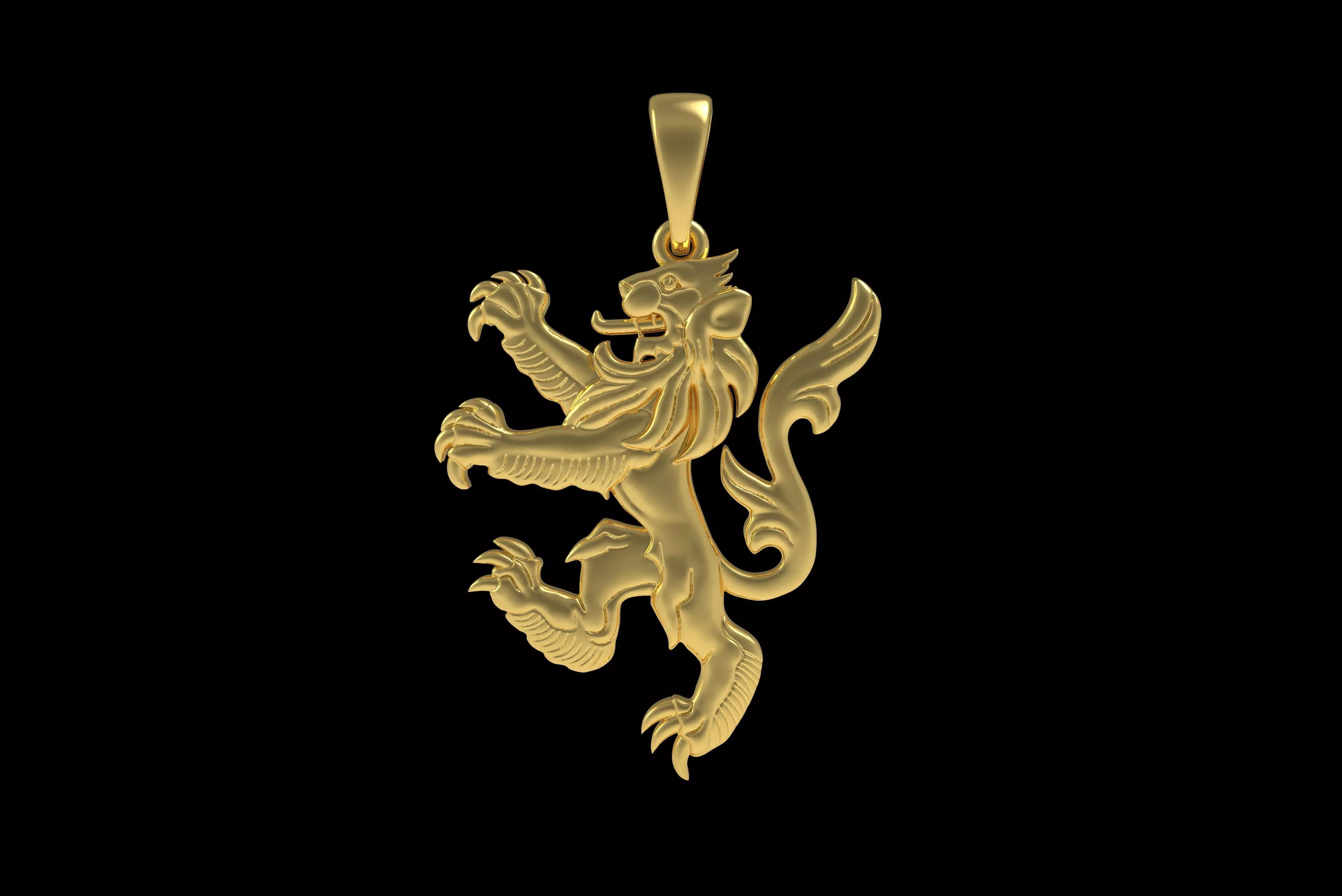 00046 Simple Scottish Lion Pendant 3D print model_23