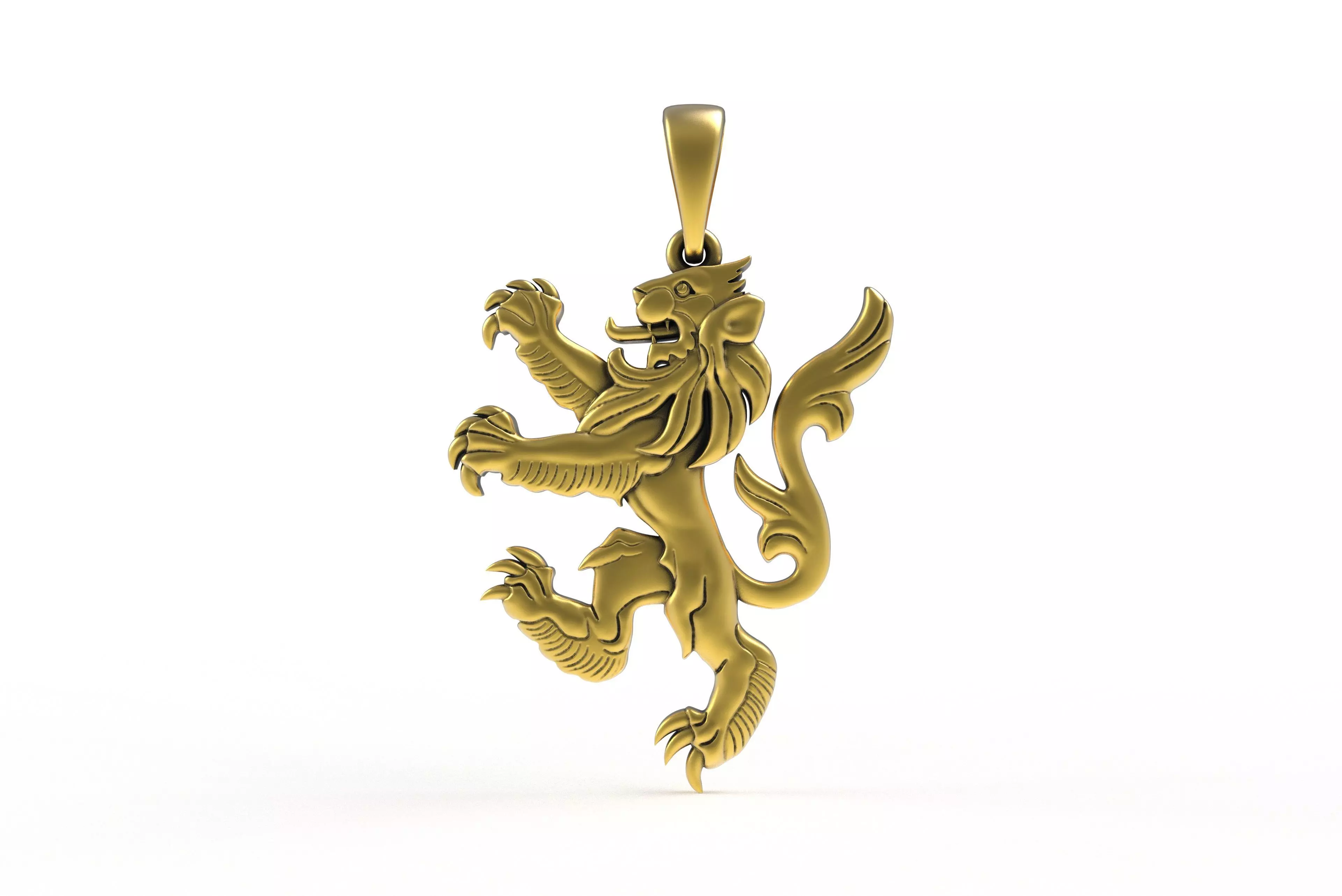00046 Simple Scottish Lion Pendant 3D print model_5