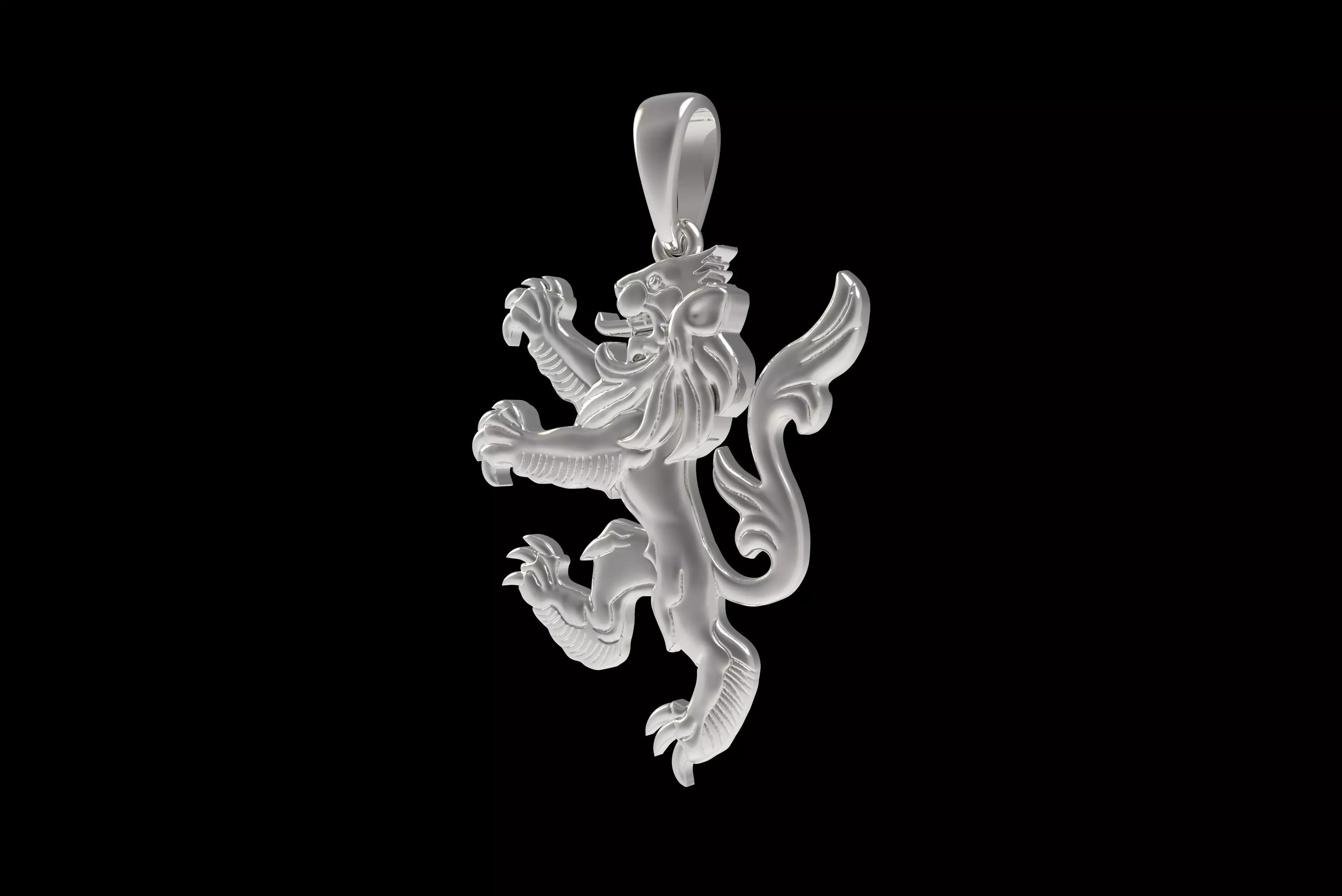 00046 Simple Scottish Lion Pendant 3D print model_21