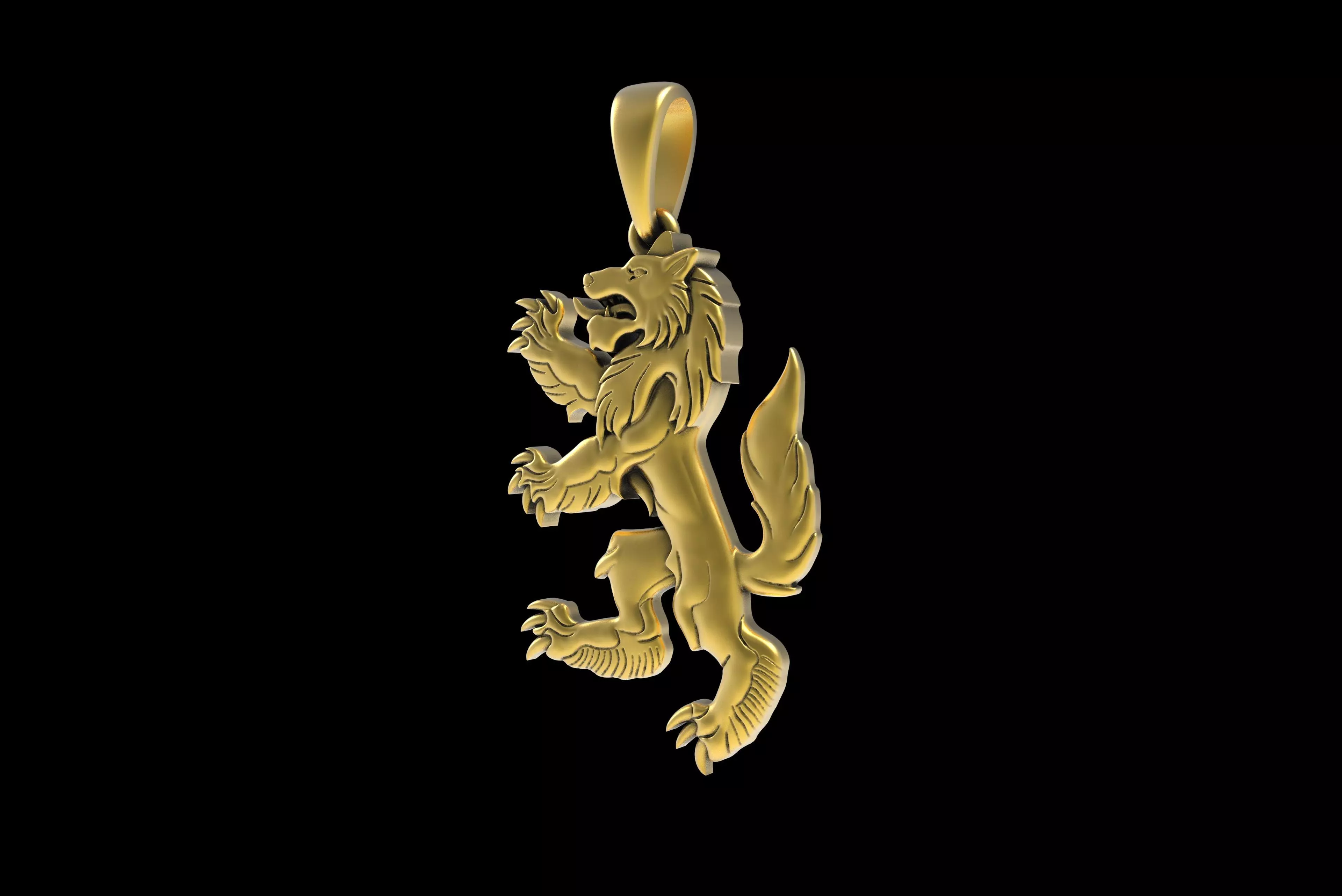 00048 Simple Wolf Pendant 3D print model_2