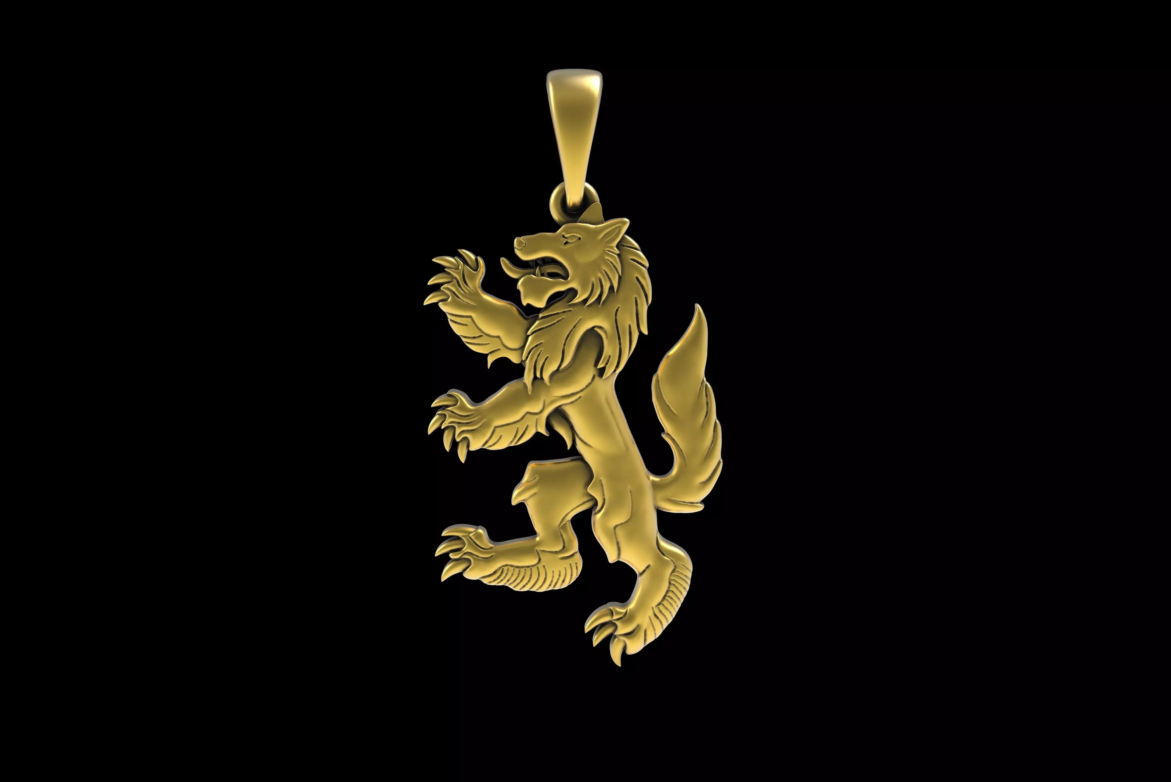 00048 Simple Wolf Pendant 3D print model_0